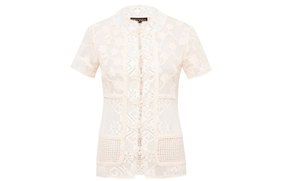 SYRINE Button front closure lace top $407