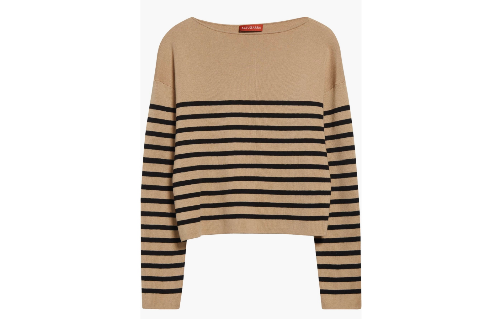 Ronnie Stripe Boatneck Silk & Cotton Sweater $795
