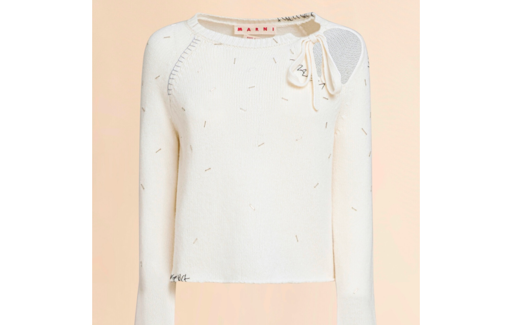 Pearl embellished wool and cashmere ivory jumper $1,395