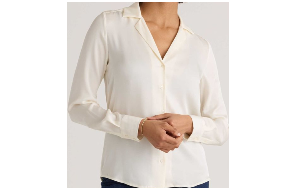 Washable Stretch Silk Notch Collar Blouse $79.90