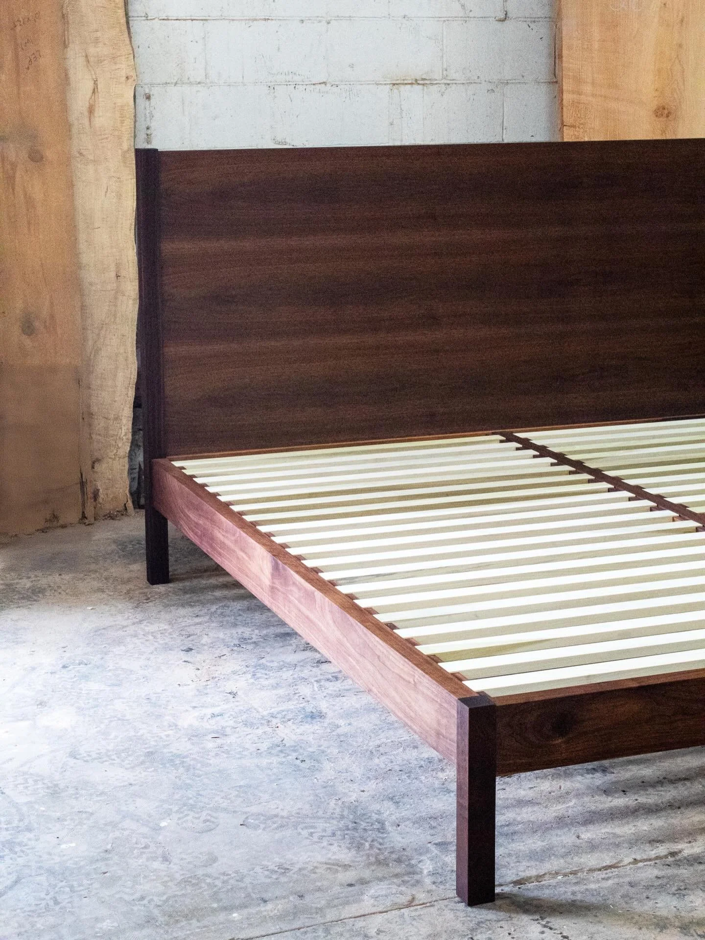 Yes we make beds too 💁 // king size bed in walnut 🌳