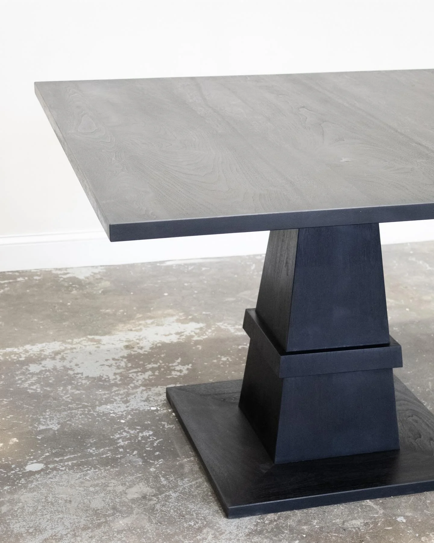 Custom Ebonized walnut table and banquette. // 🖤