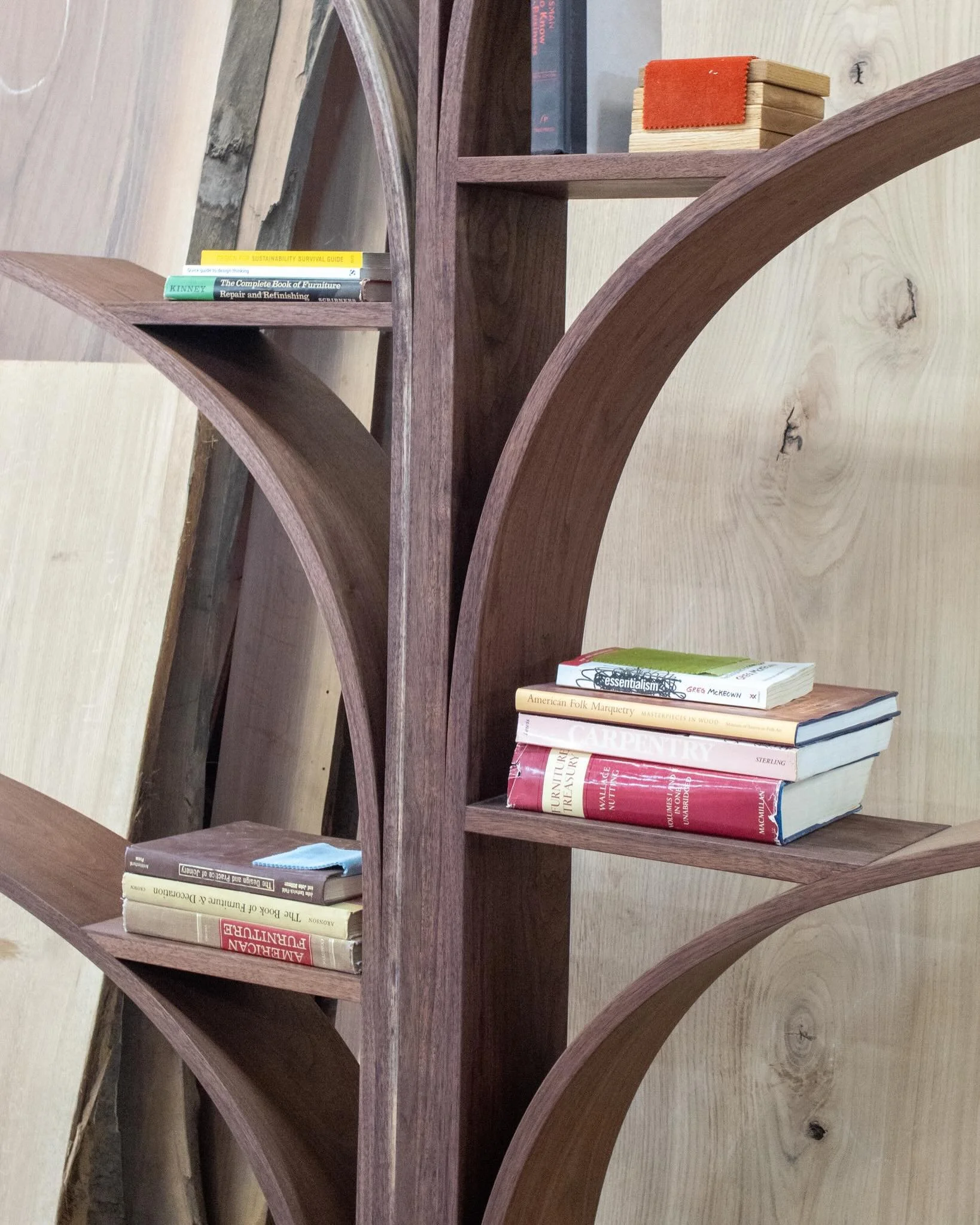Tree bookcase // 🌳// super fun collab with @gruvercooleyhomesandinteriors // all solid walnut.