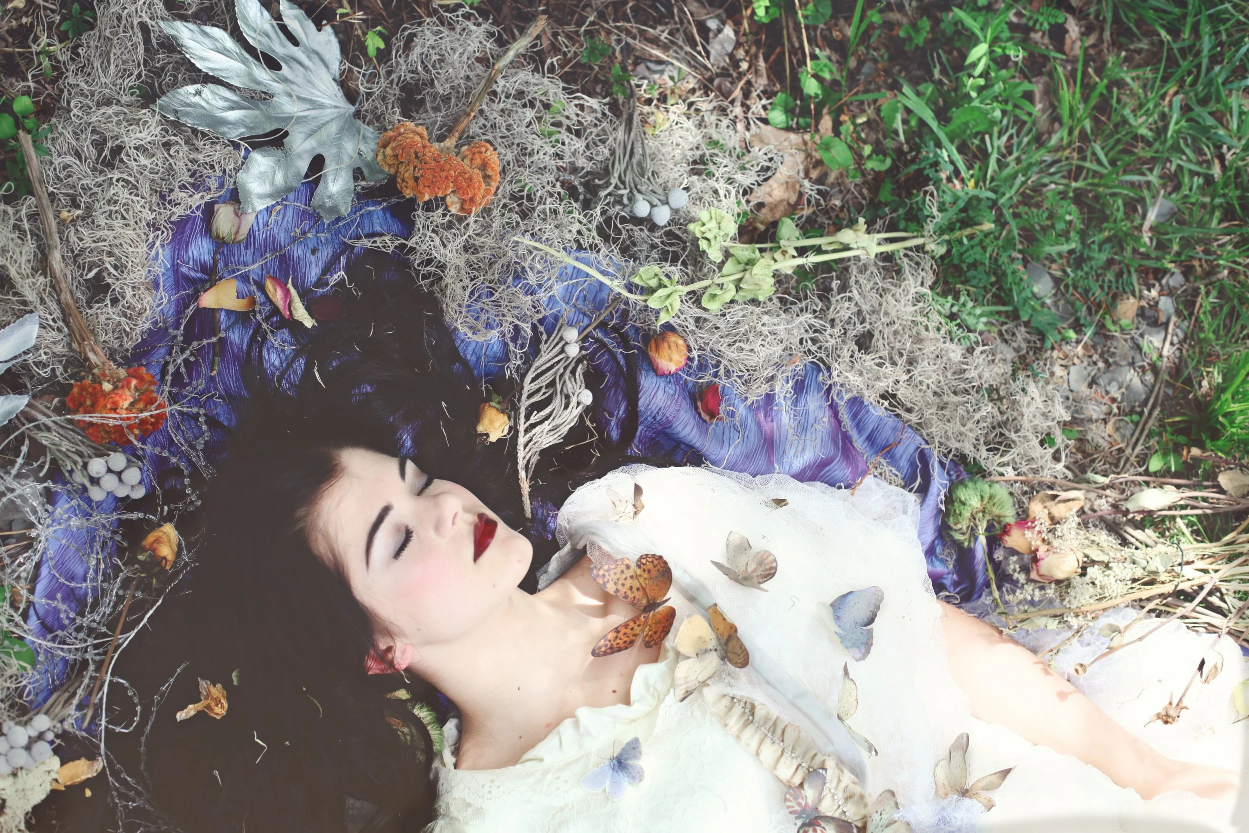 Fine art portrait Ella Enchanted with florals and moss