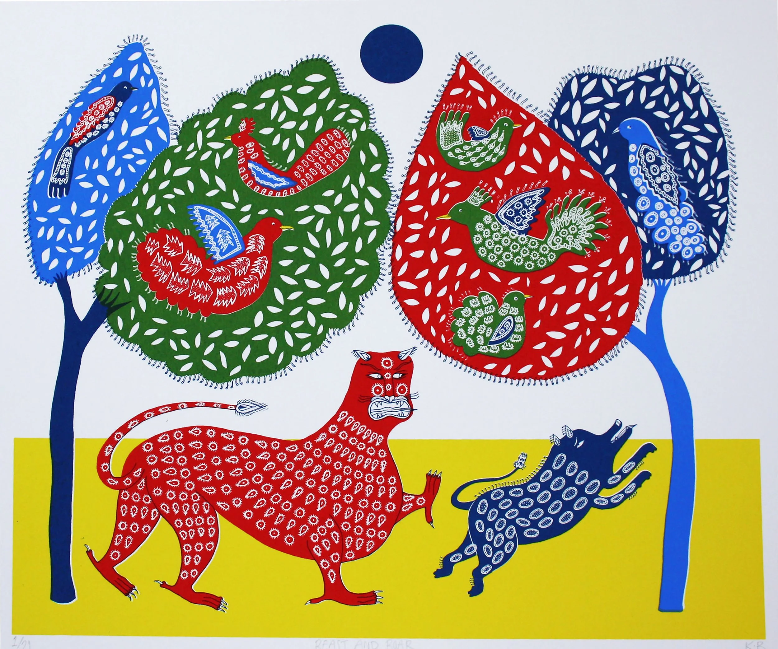 Beast and Boar. Screen Print. 38.6cm x 38.6cm.