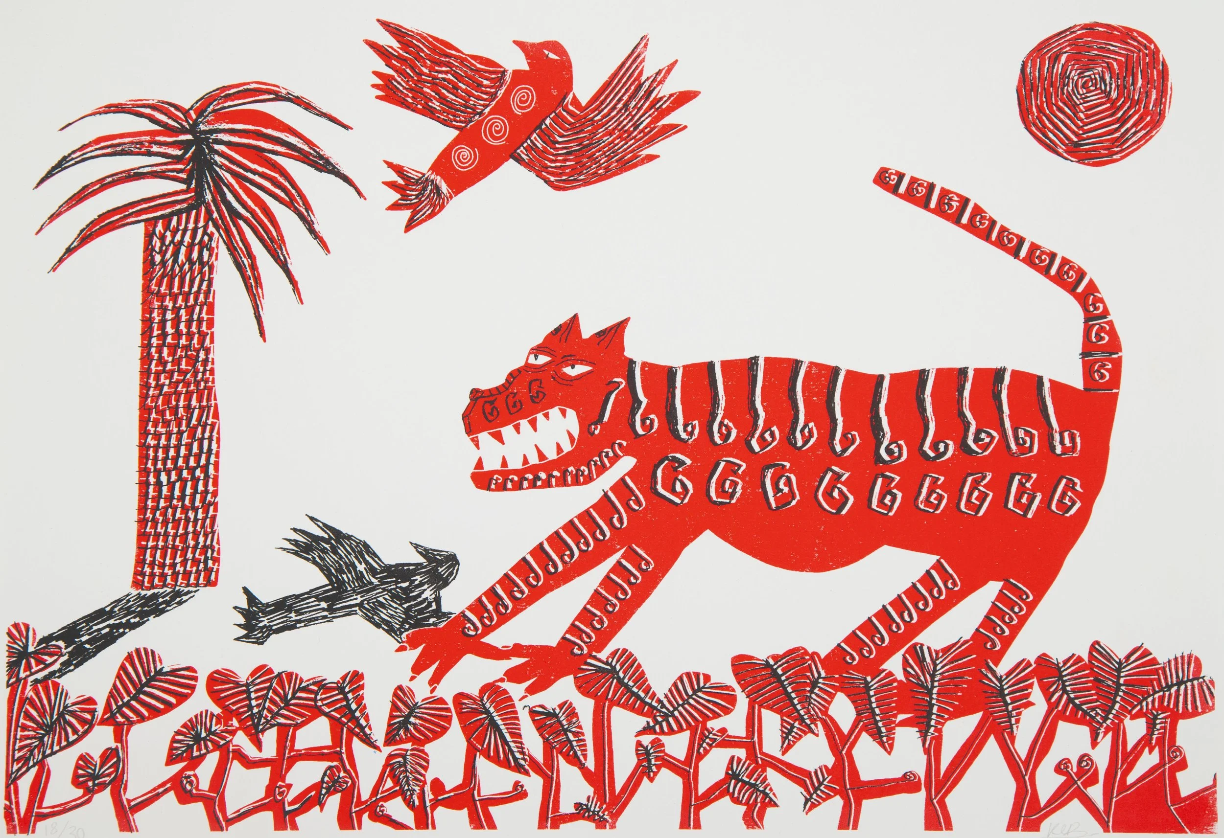 Striding Tiger, Screen Print on A3 Paper- £40.00