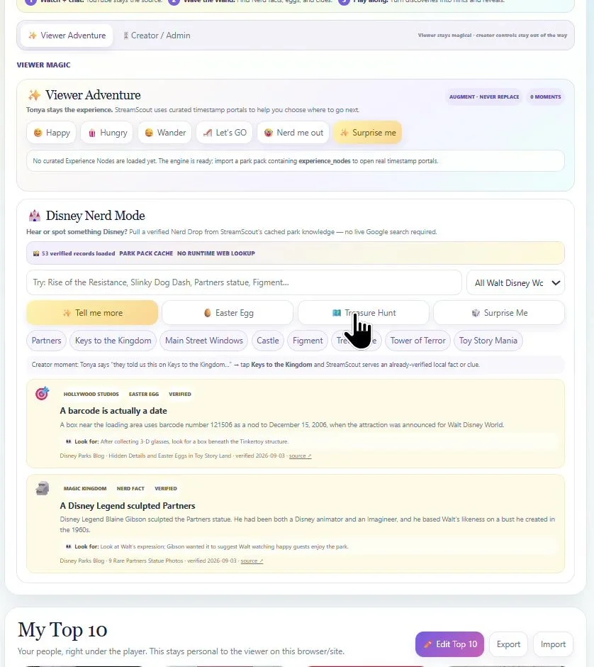 StreamScout Viewer Adventure and local knowledge experience preview.