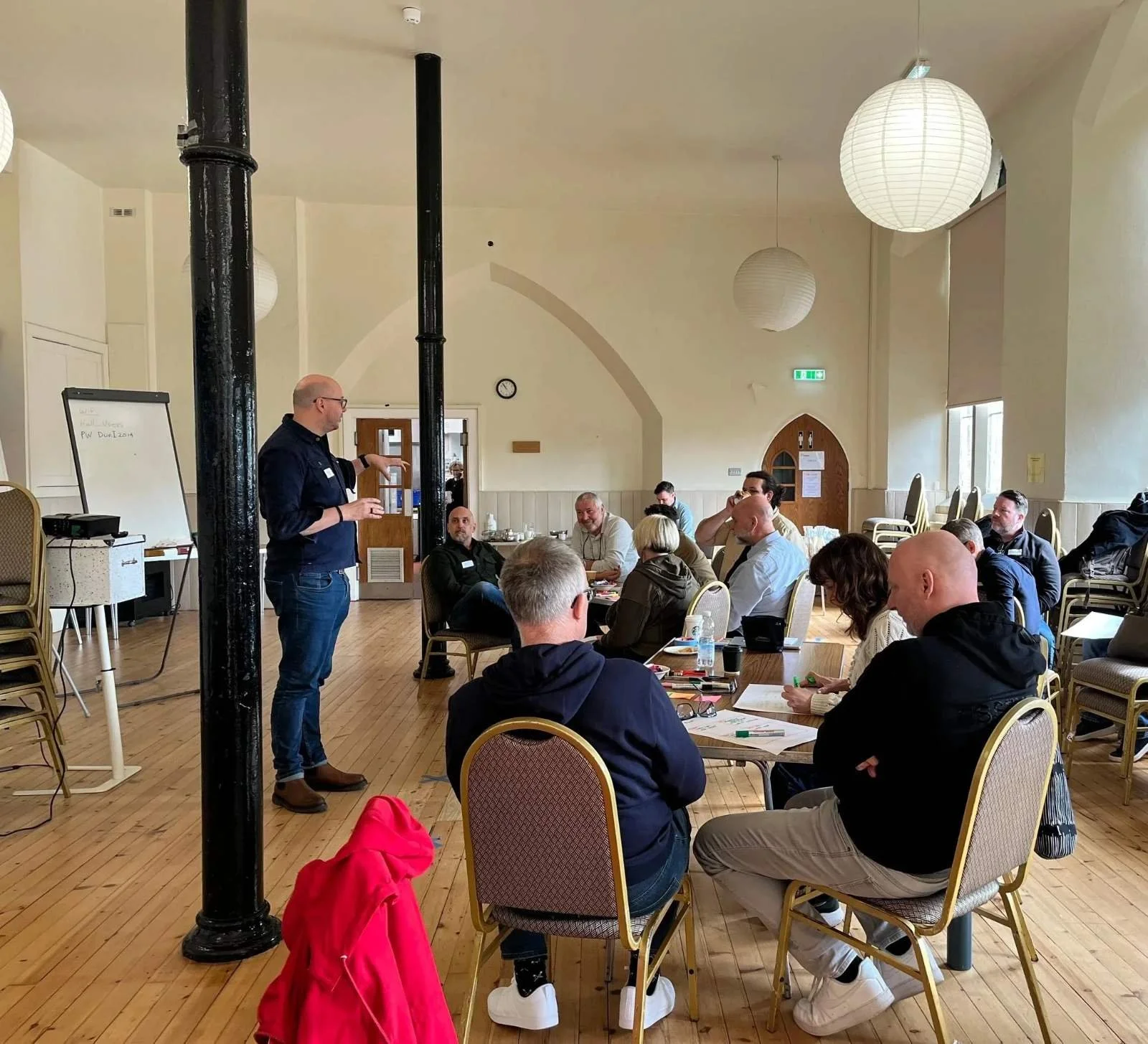 Church and ministry leaders seated at tables during an ALL CHANGE organizational change workshop led by Rich Robinson on the Biblical change framework.