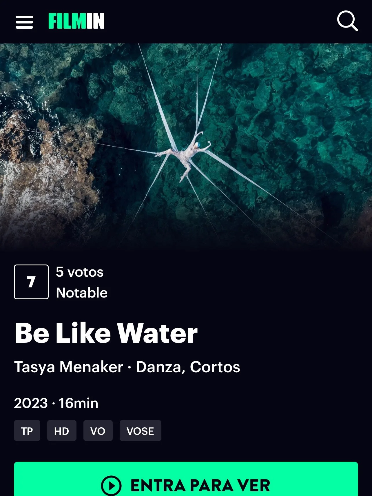 We are thrilled to have our short film &ldquo;Be Like Water&rdquo; streaming on @enfilmin as part of the selection of @choreoscope film festival. Stream it now thru 31st of January! Link is in our bio ⬆️
.
Swimmers: @liz.kueneke &amp; @ellebanna_art 