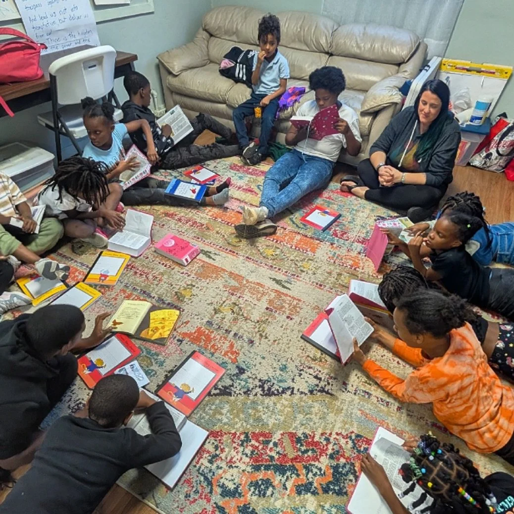 15 students from Harvey Rice Elementary School walking are reading through Scripture at Kids Club 📖🌱🙏

Thanks to our partnerships, we were able to buy them brand new Bibles! Every Wednesday they are learning how to read the Bible and asking great 