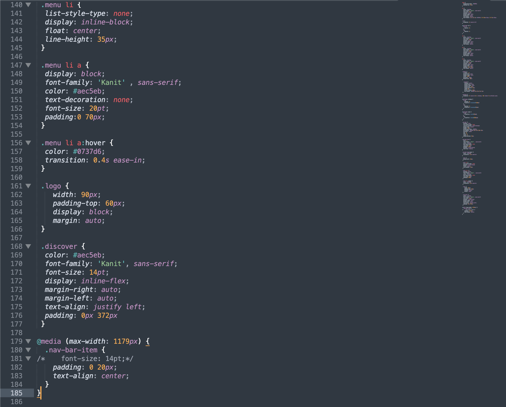 Last portion of the CSS.