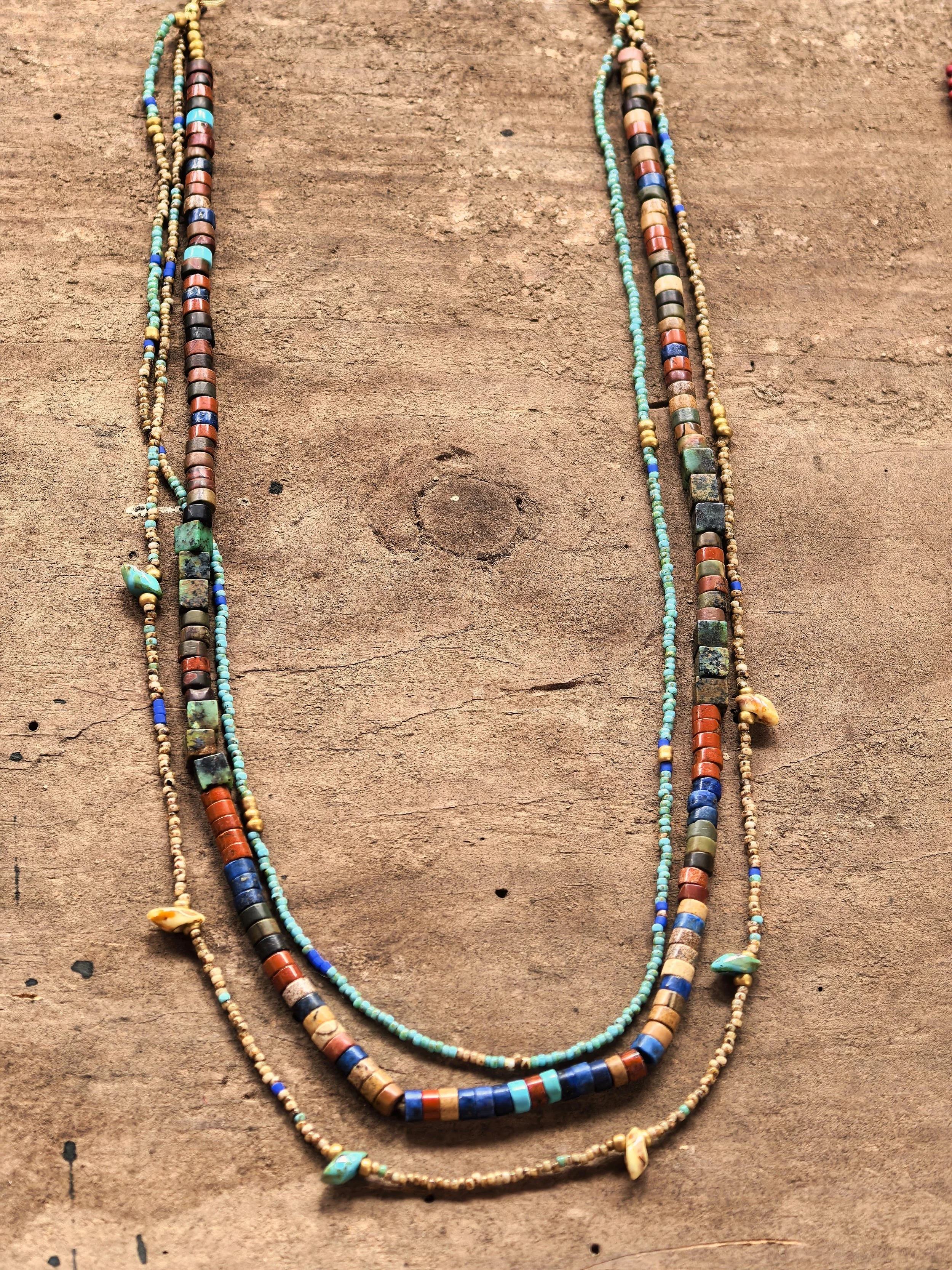 Crystal and glass beads necklace / Екзотично колие-огърлица с камъни и стъклени мъниста/SOLD OUT/ ПРОДАДЕНO