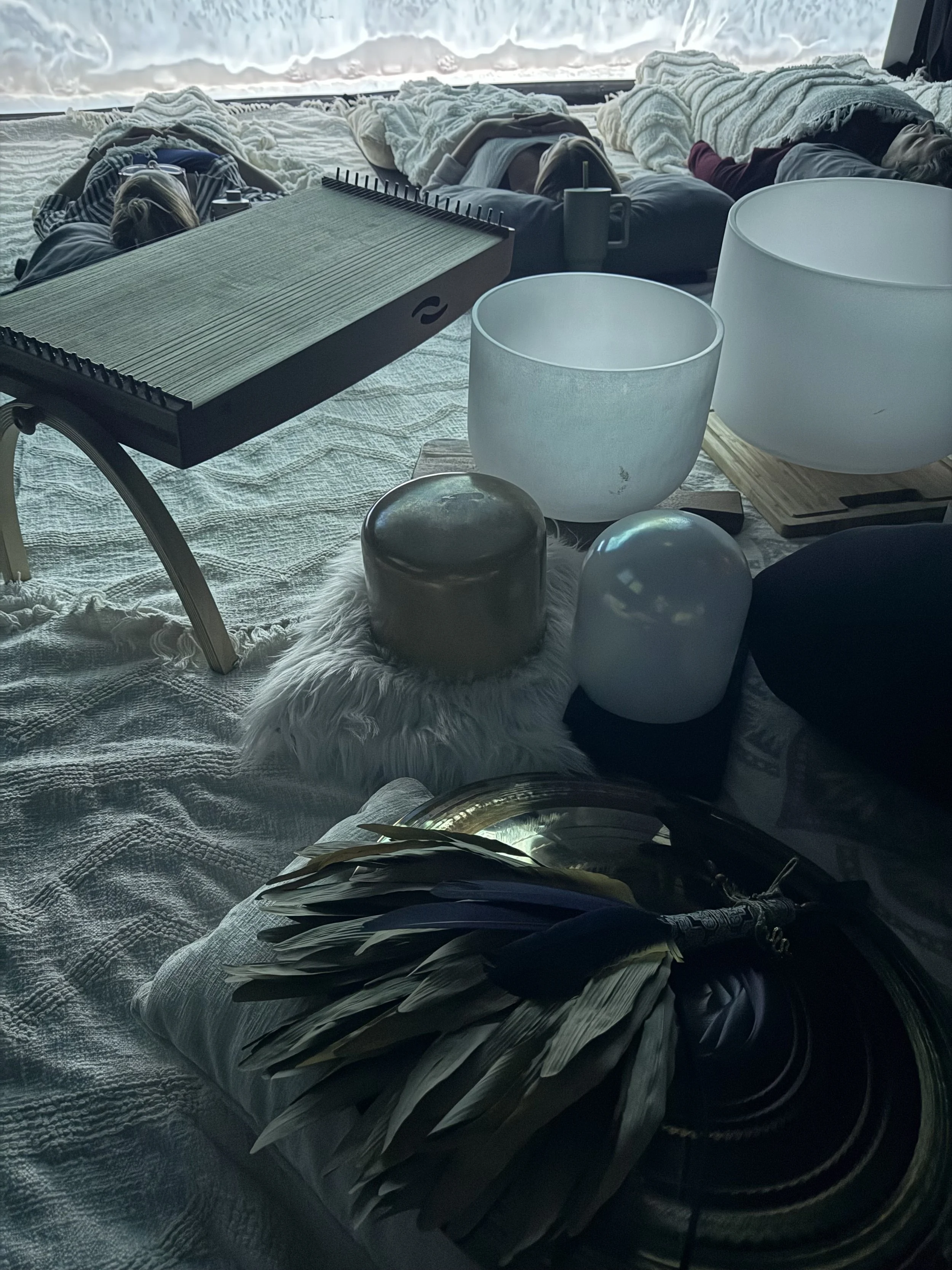 Woman receiving sound healing at The Wild Spirit Massage and Wellness Studio in Mission B.C. Canada