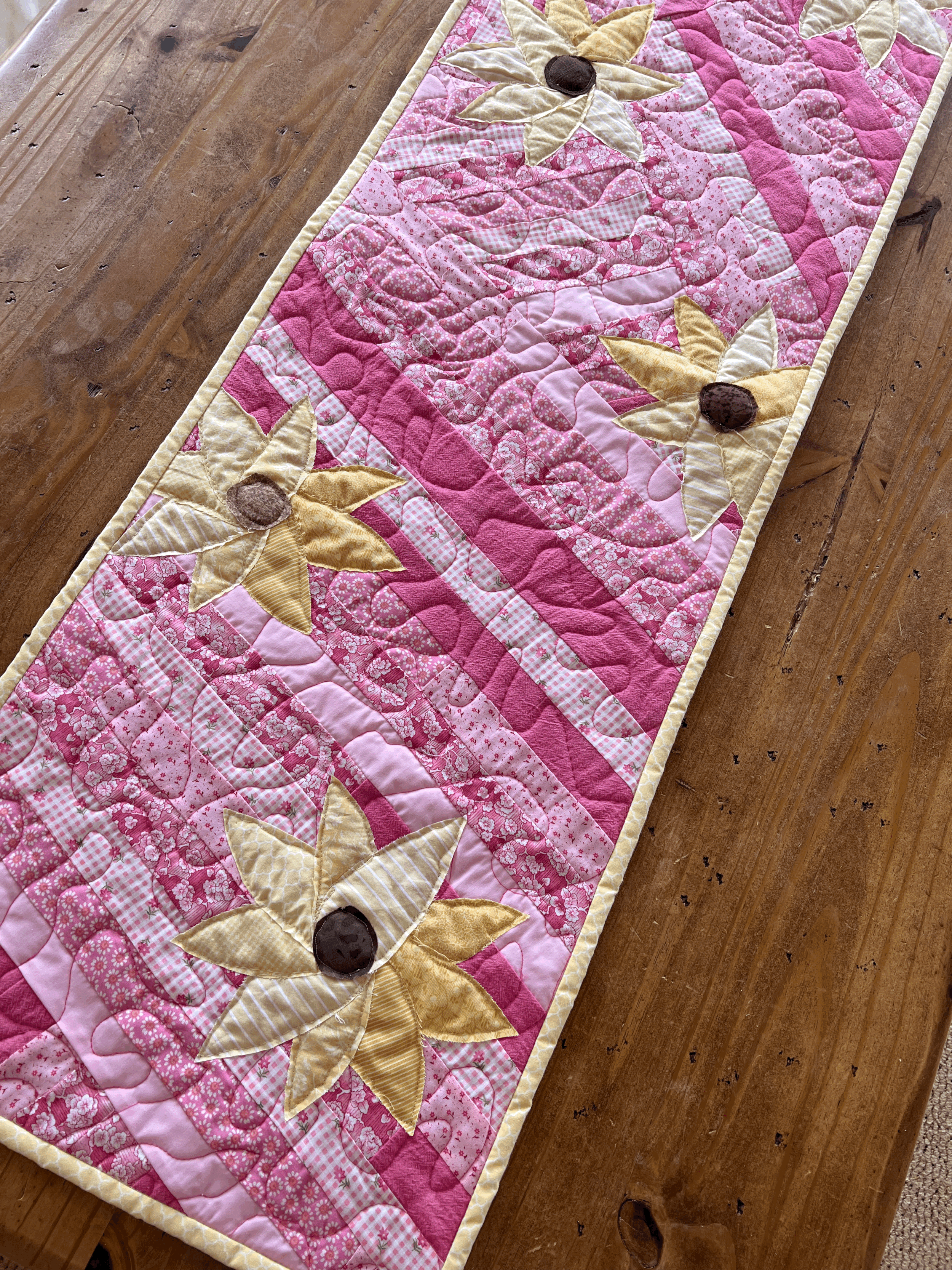 Pink Sunflower Table Runner