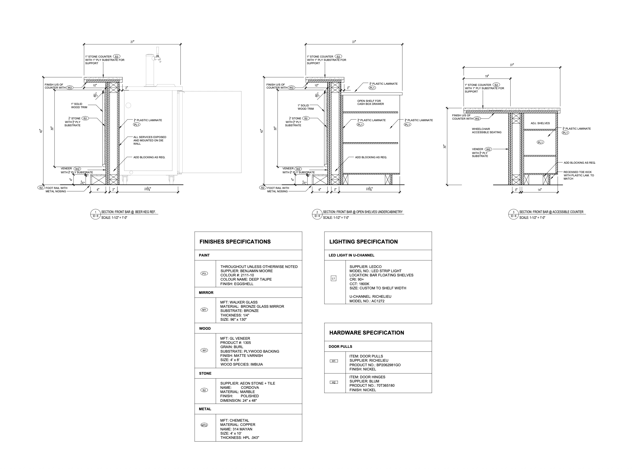 Front Bar Sections & Specifications