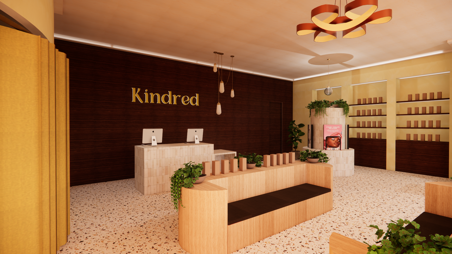 Cash Desk & Waiting Area Rendering