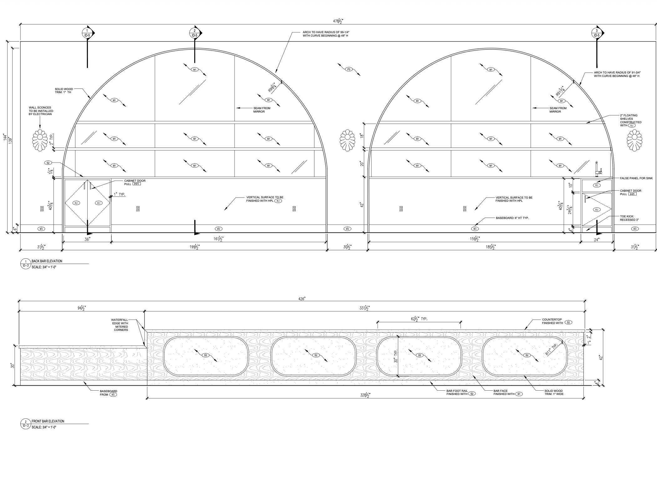 Front & Back Bar Elevations