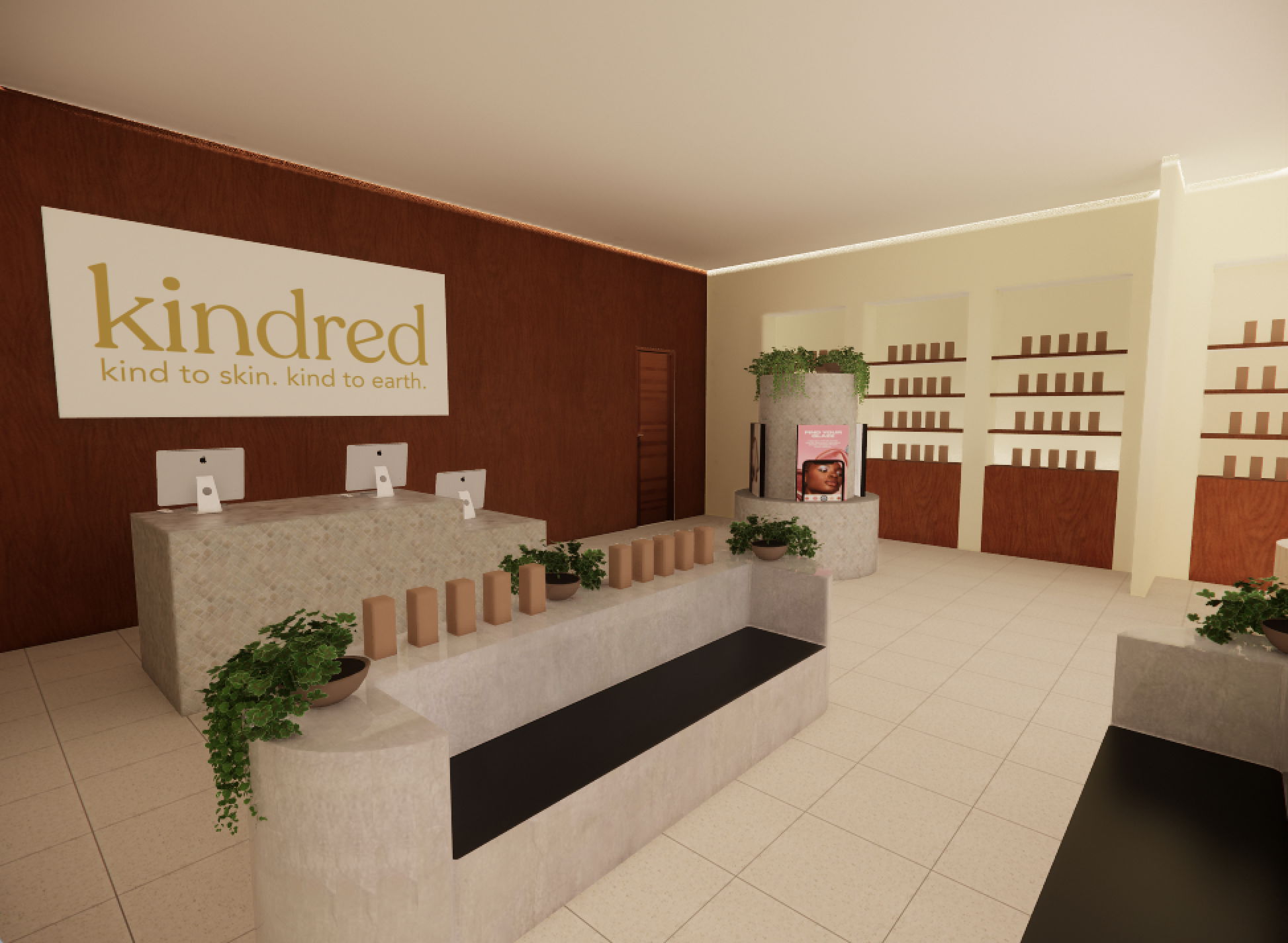 Cash Desk & Waiting Area Rendering