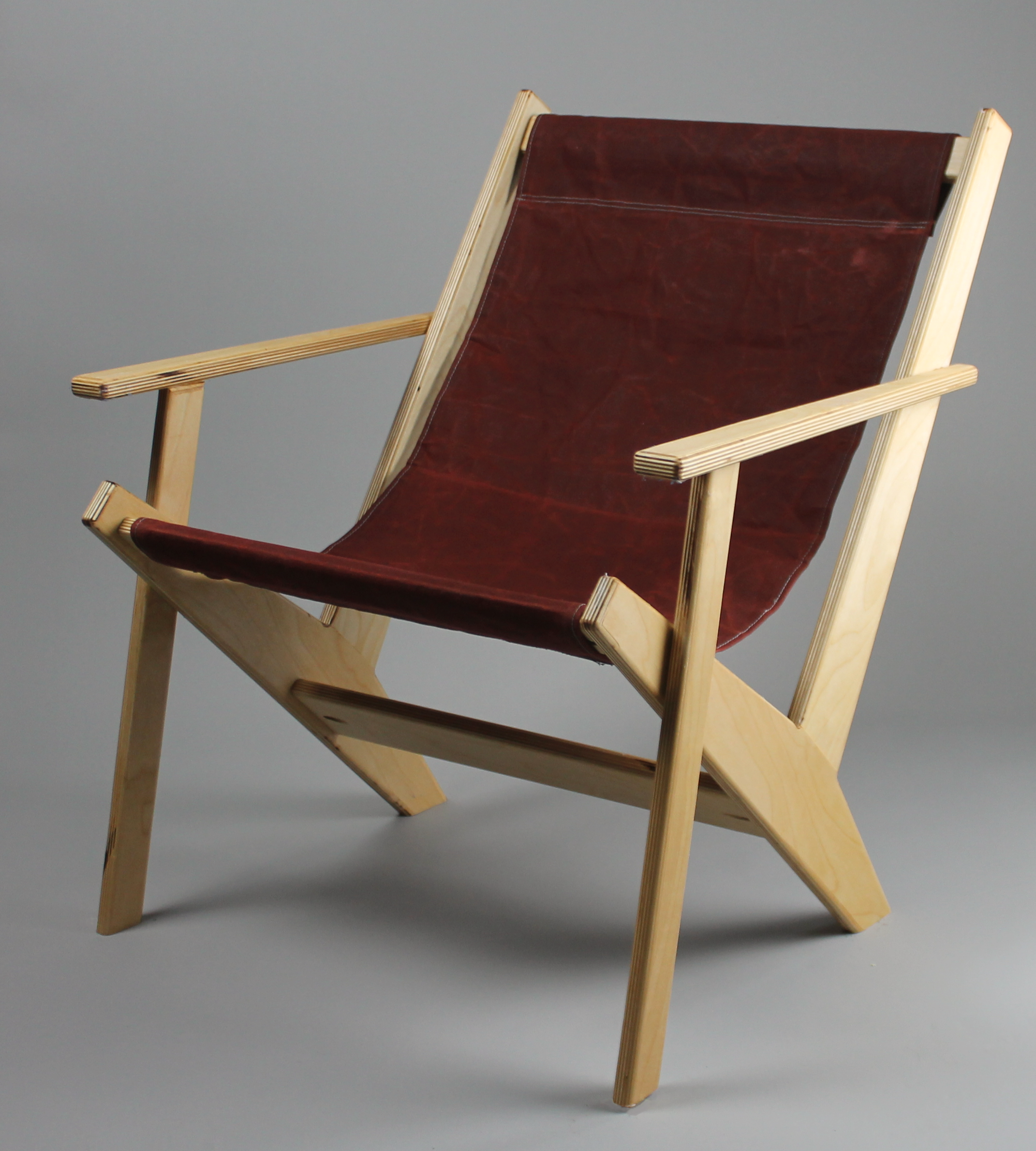 Plyform Chair- Burgundy Waxed Canvas