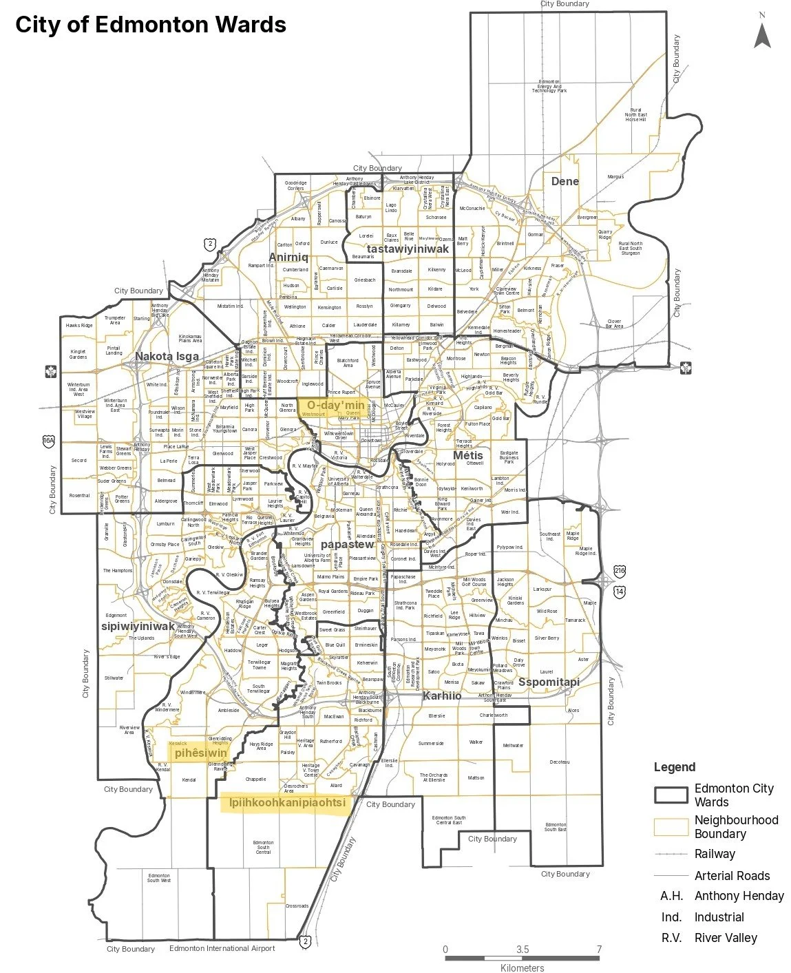 A map of Edmonton's wards