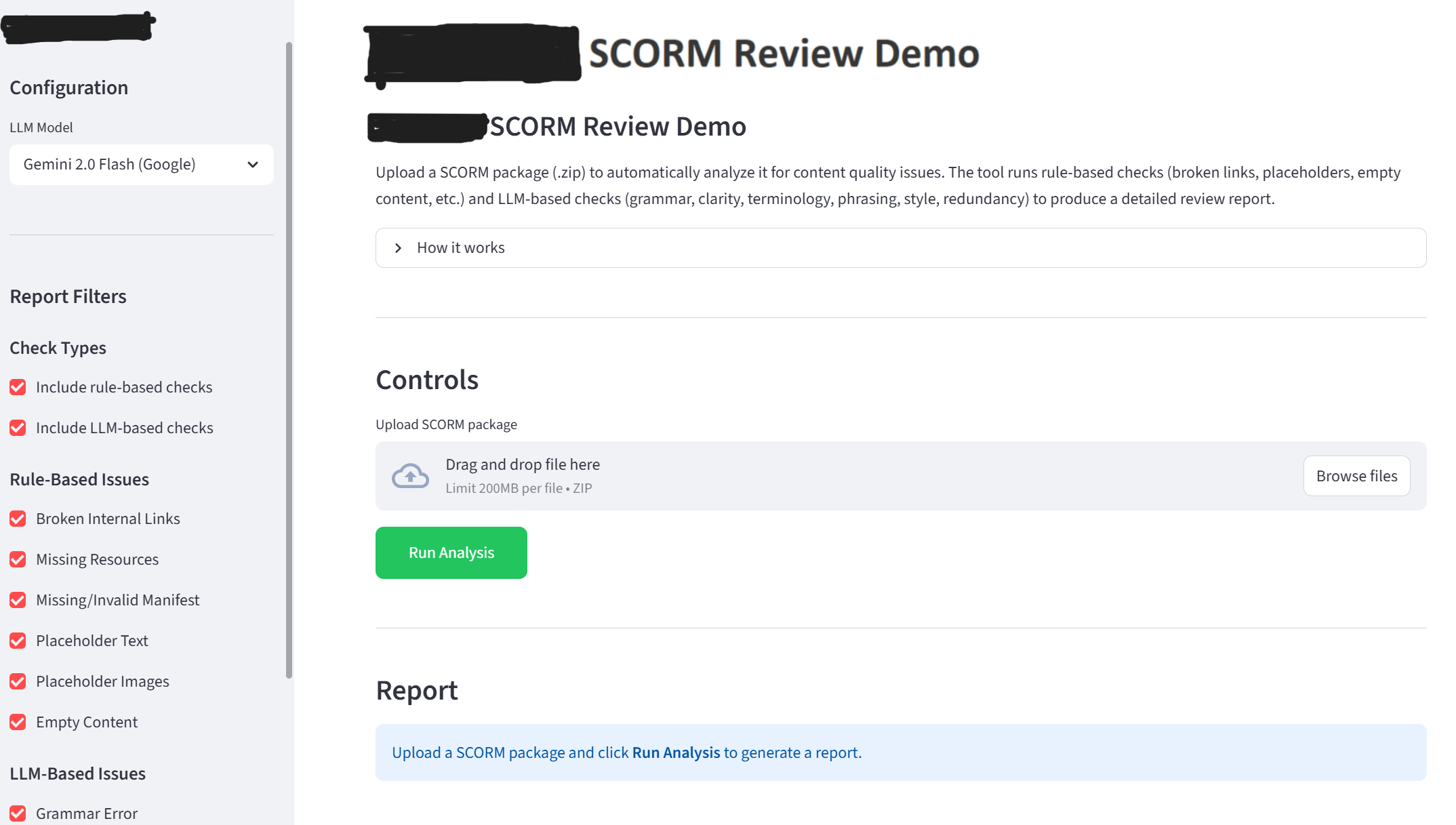 Streamlit demo screenshot of the LLM