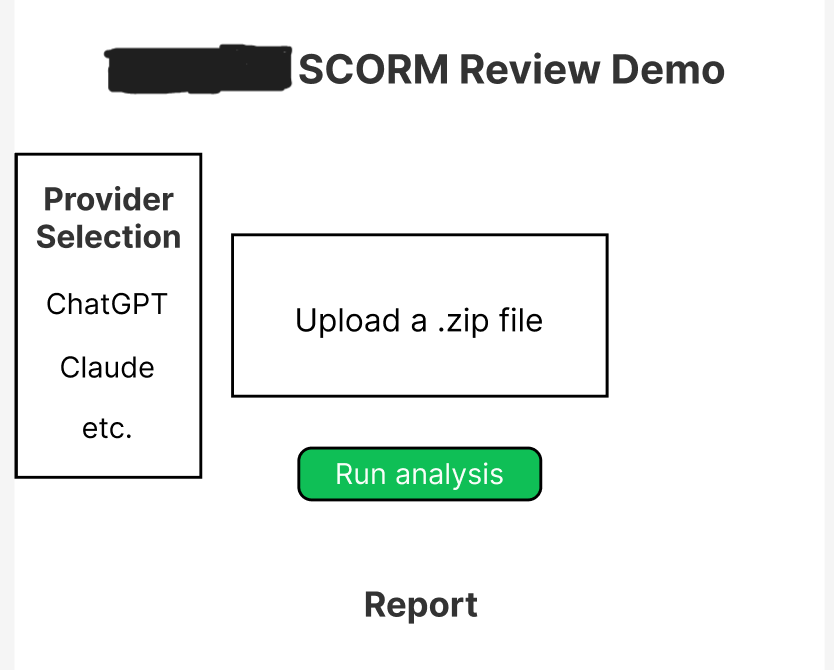 LLM mock up, uploading a zip file to run an analysis on