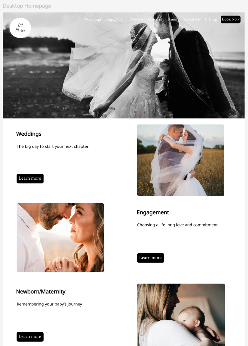 A digital desktop mockup of the website's home page