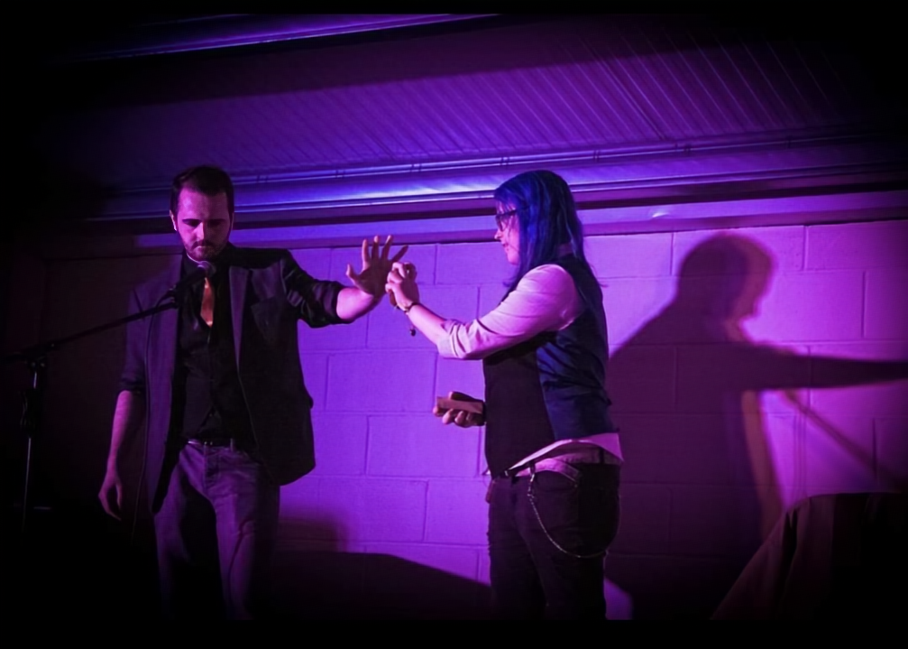 David Peace reading the mind of a woman on stage