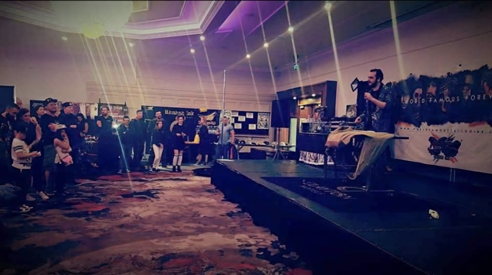 David Peace on stage at Tattoo Expo in Cork