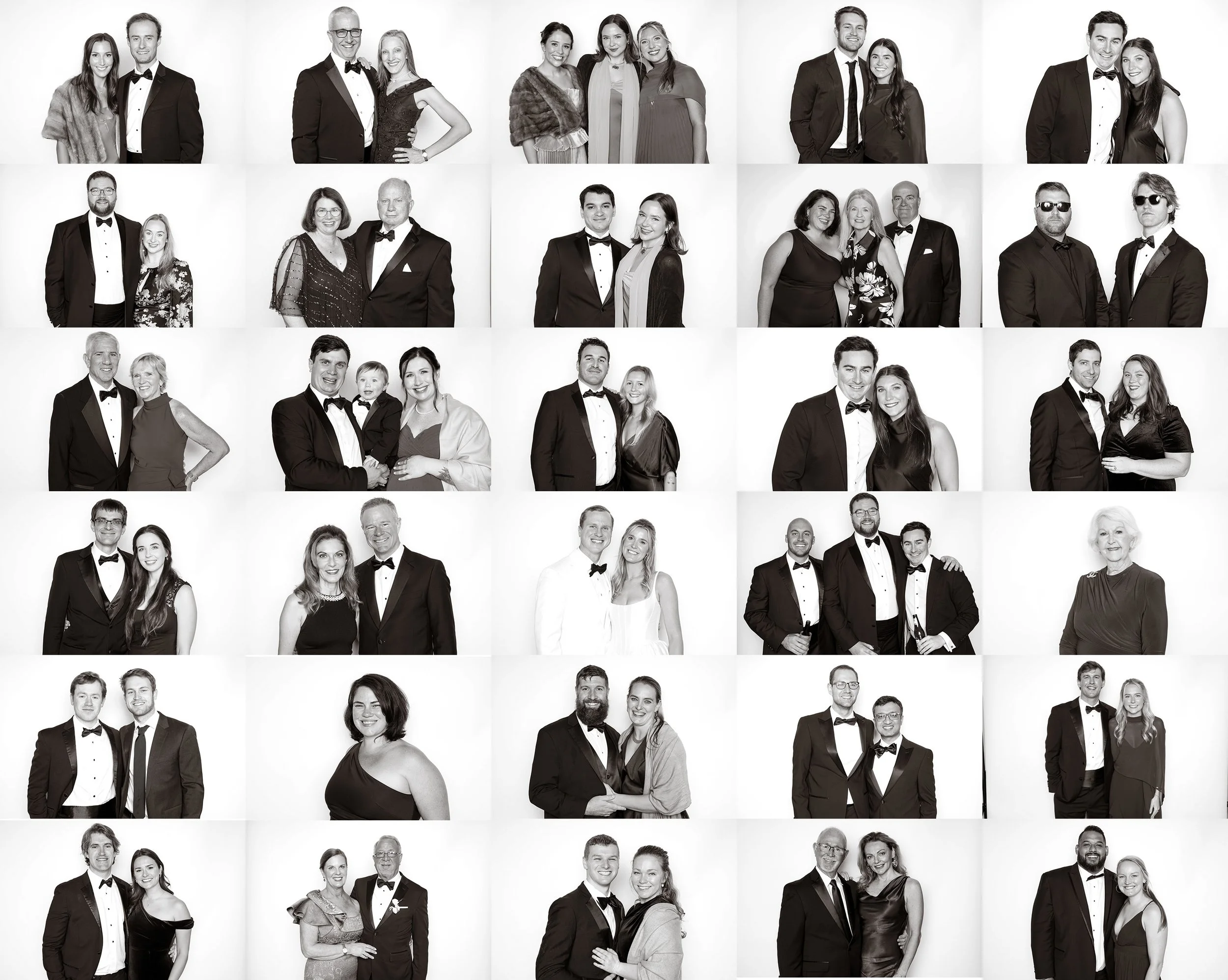 Collection of black and white portraits of diverse men and women dressed in formal attire, posing against a plain white background.