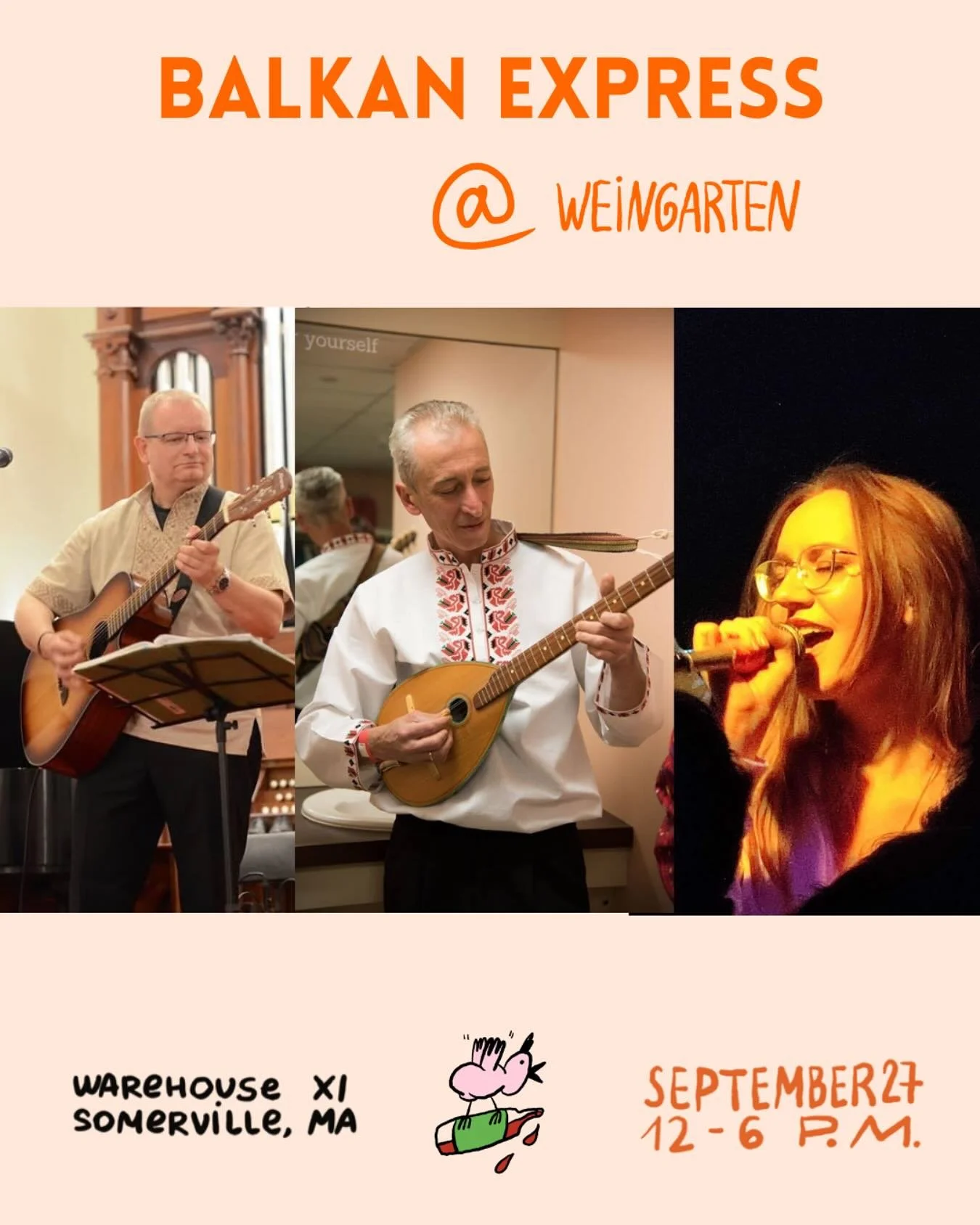 ✨Weingarten musician spotlight✨

We are very excited to feature Balkan Express!! Who will open the day, playing from 12-1:30p. 

Balkan Express was formed in 2013 from the seasoned musicians from Bulgaria, Macedonia, and Serbia, playing traditional B