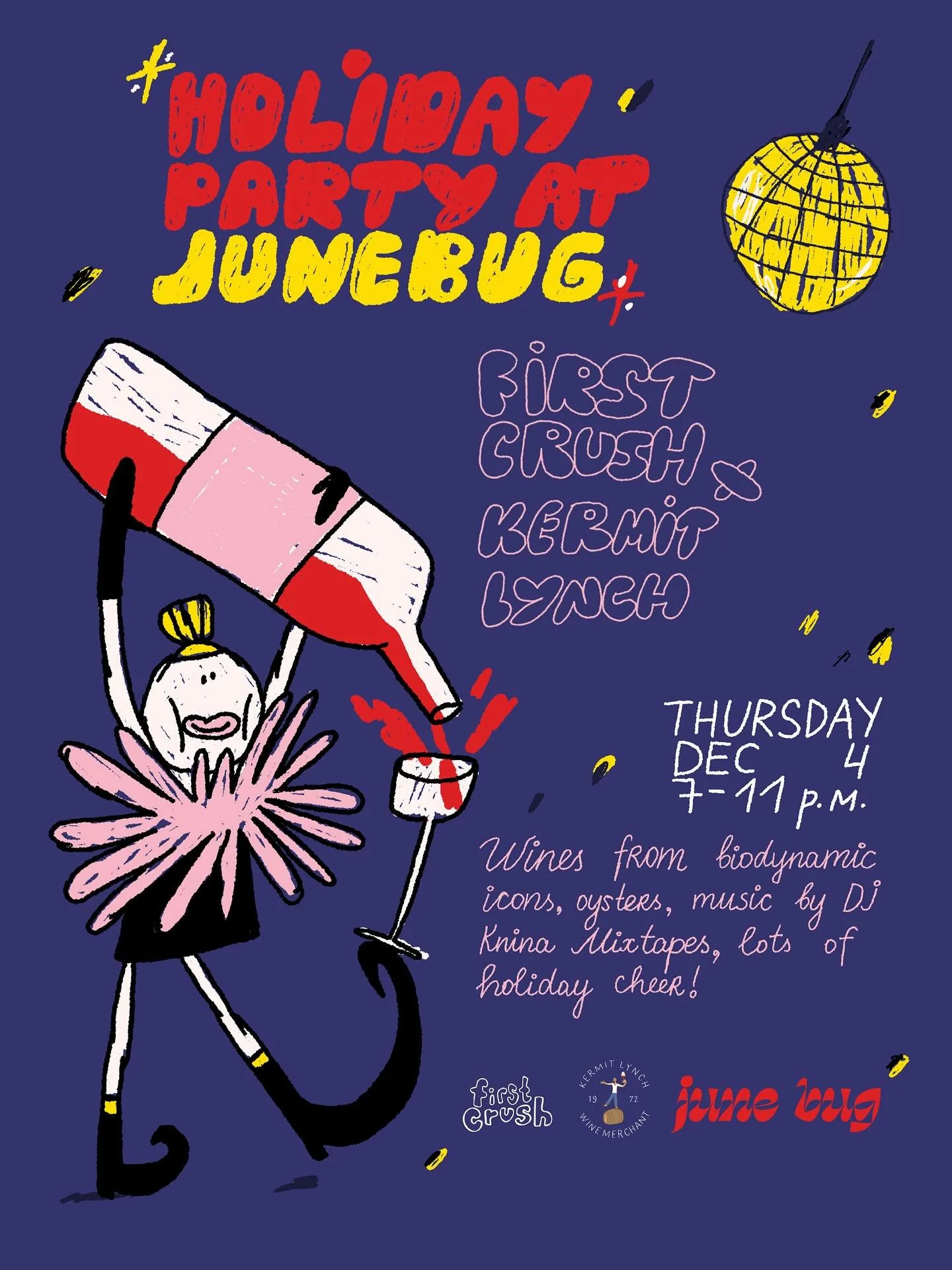 ✨ Join us for our first ever holiday party on Thursday December 4th!!! ✨ Hosted at @junebugrestaurant in Union Square, in collaboration with our friends at @kermitlynchwine and @islandcreekoysters !!! 

We&rsquo;re moving the tables and opening up th