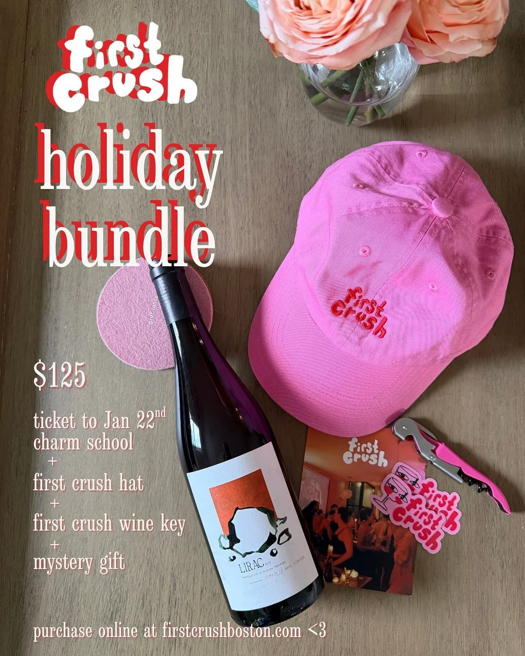 somehow it&rsquo;s already December 1 and also happens to be cyber Monday so here&rsquo;s a sweet holiday deal that doesn&rsquo;t make Jeff Bezos any richer! a first crush holiday bundle! one-stop shopping for the wine lover in your life who also lik