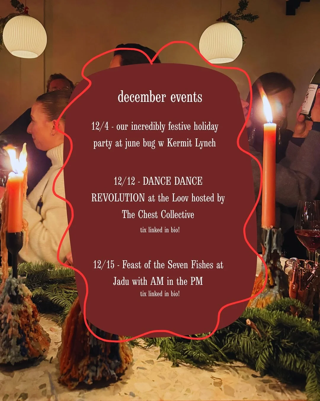 Yes, I am five days late posting this and the holiday party was last night, so let me draw your attention to our upcoming December events!!!

Next Friday 12/12 is DANCE DANCE REVOLUTION a dance party for women &amp; gender minorities hosted by our fa