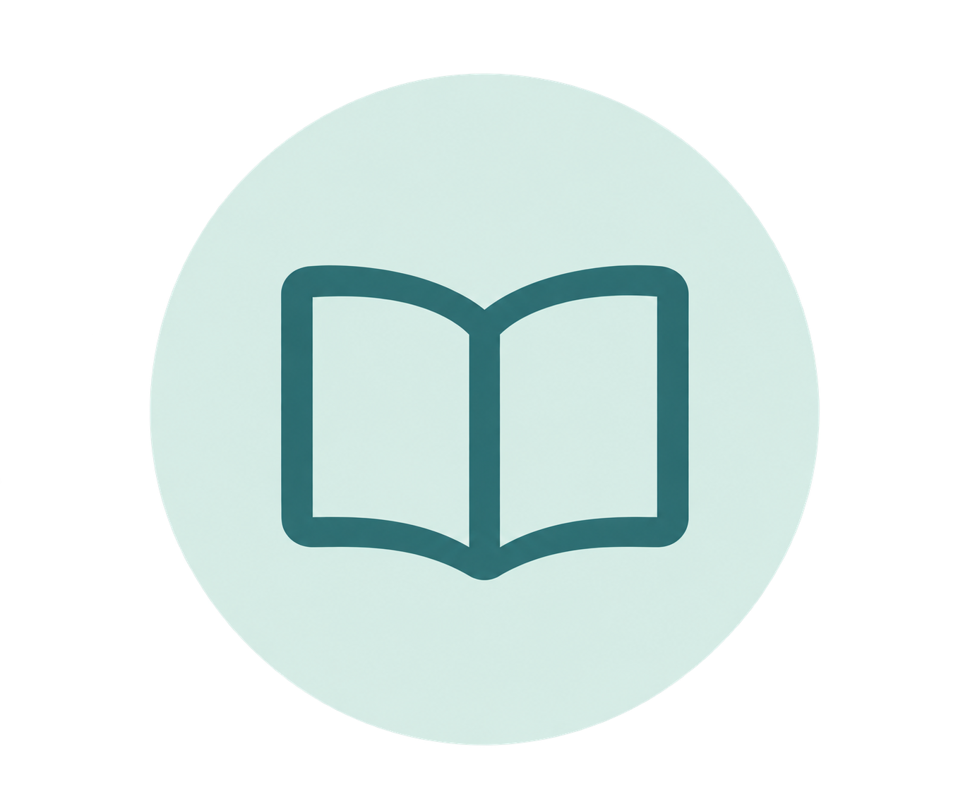 Open book icon inside a pale blue circle