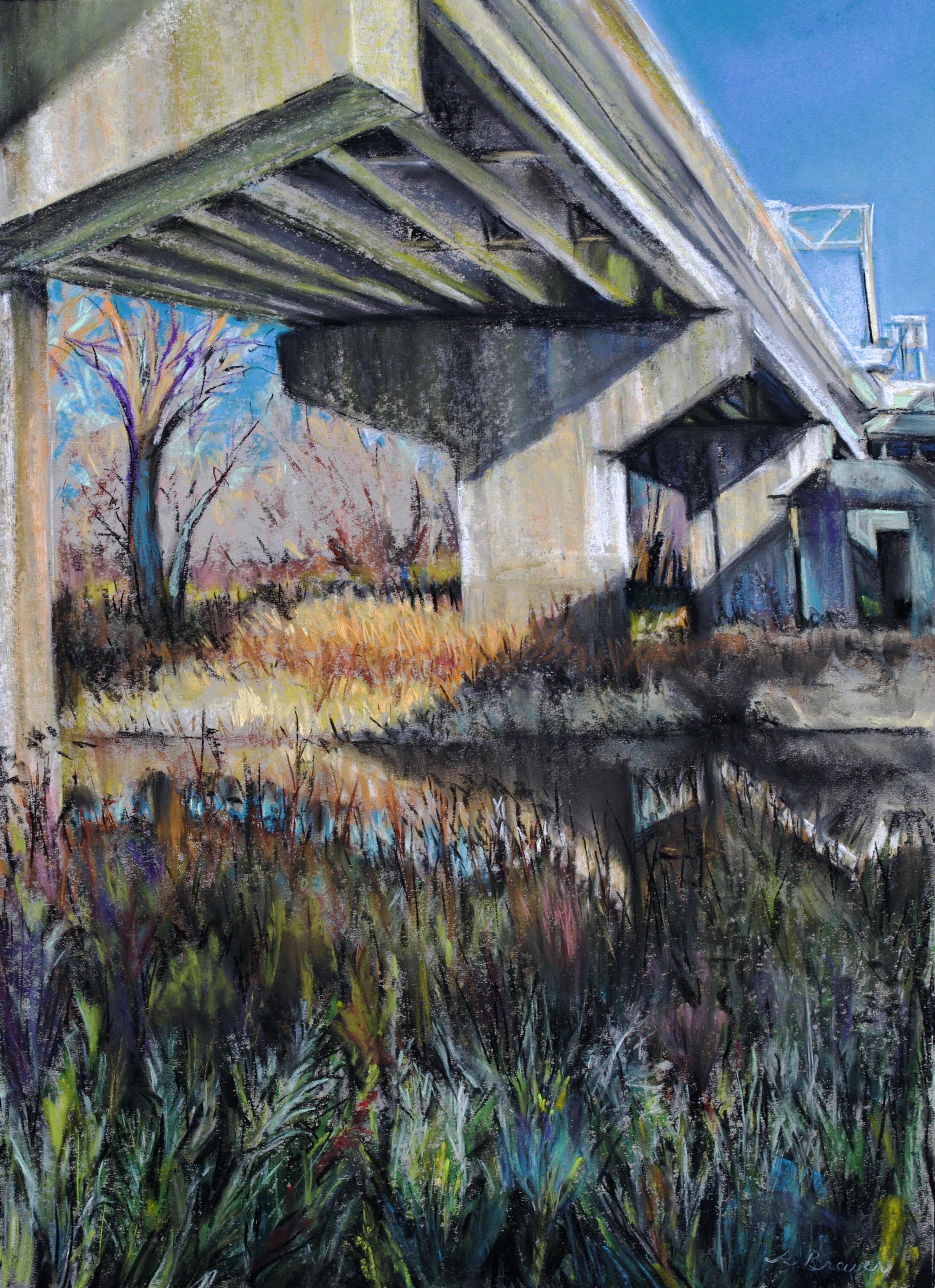 Under the Bridge 3, 2025, Chalk Pastel, 24" x 18"
