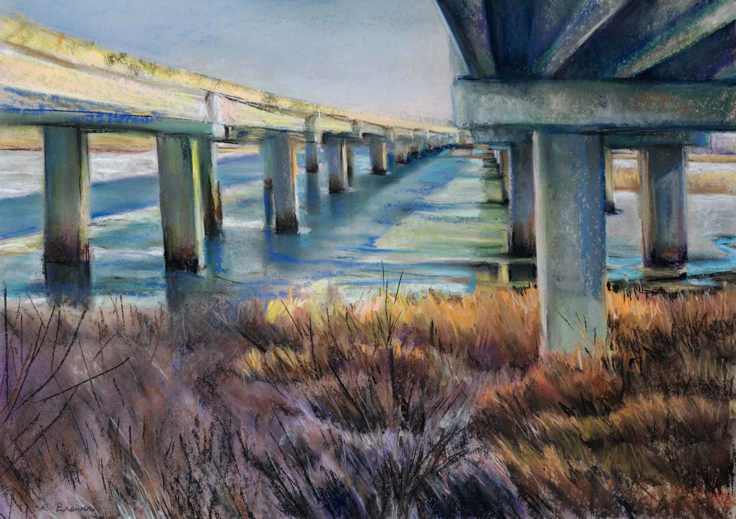 Under the Bridge 4, 2025, Chalk Pastel, 18" x 24"