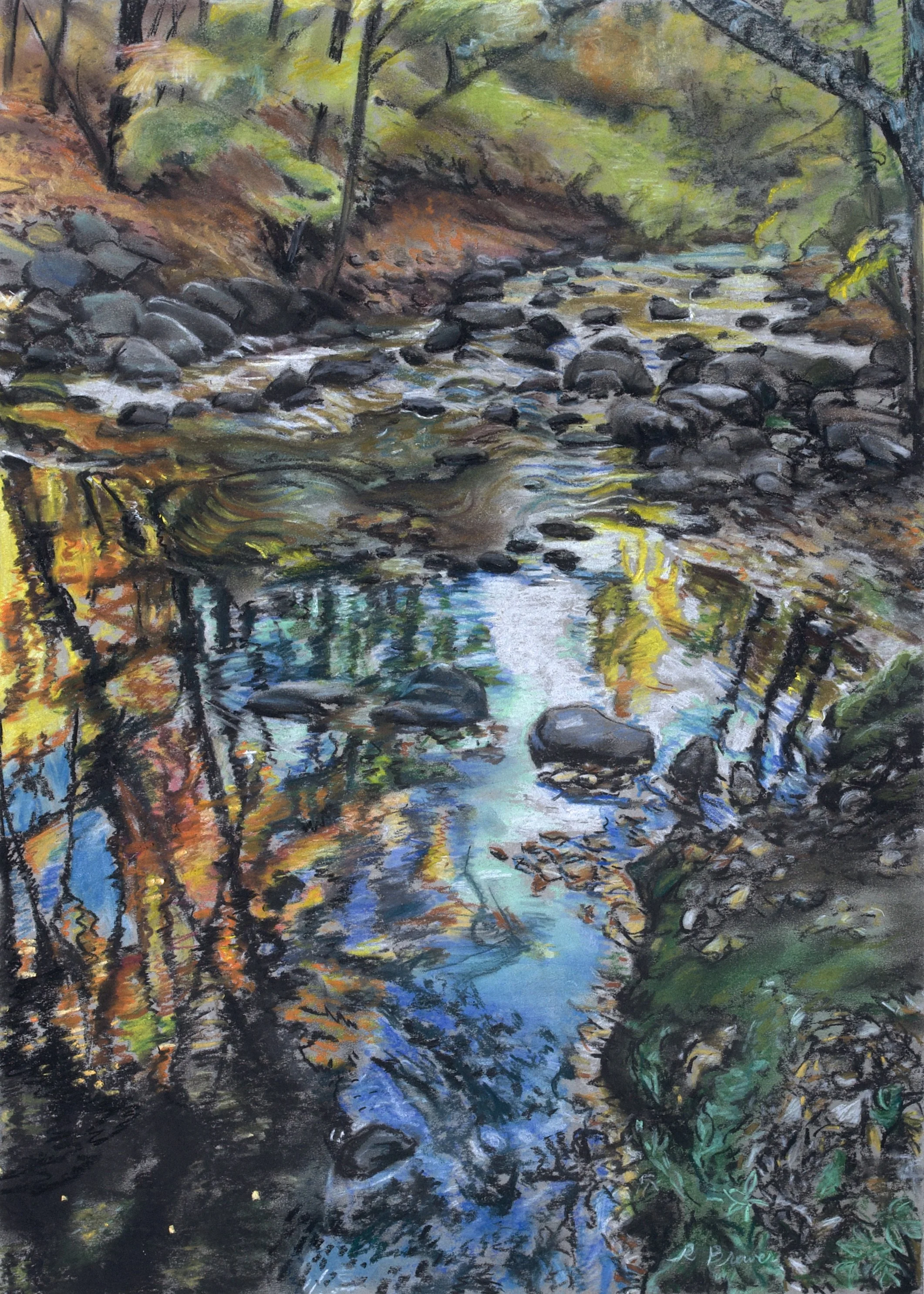 Fall Creek Color Blend, 2025, Chalk Pastels, 24" x 18"