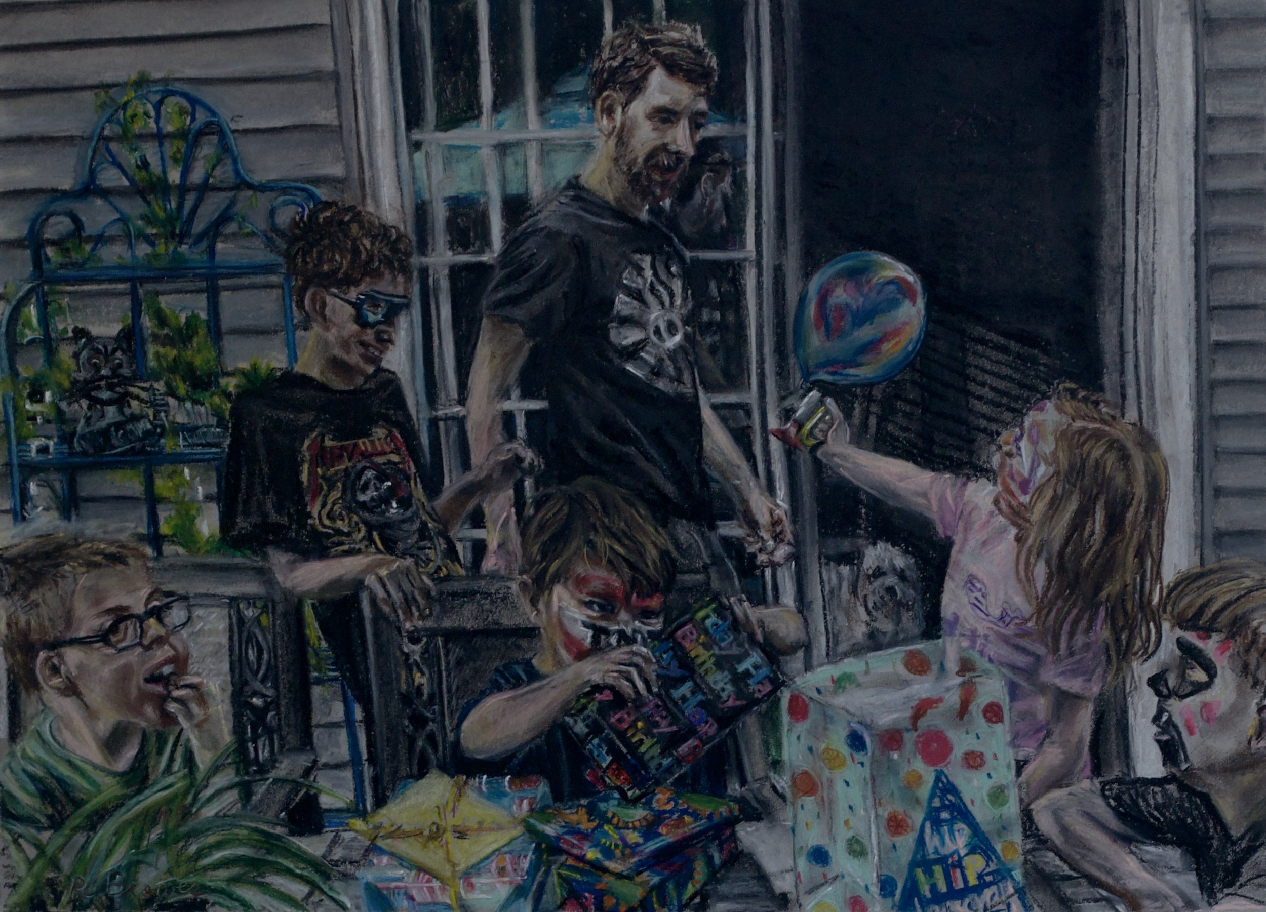 Birthday Face Paint, 2025, Chalk Pastels, 18” x 24”