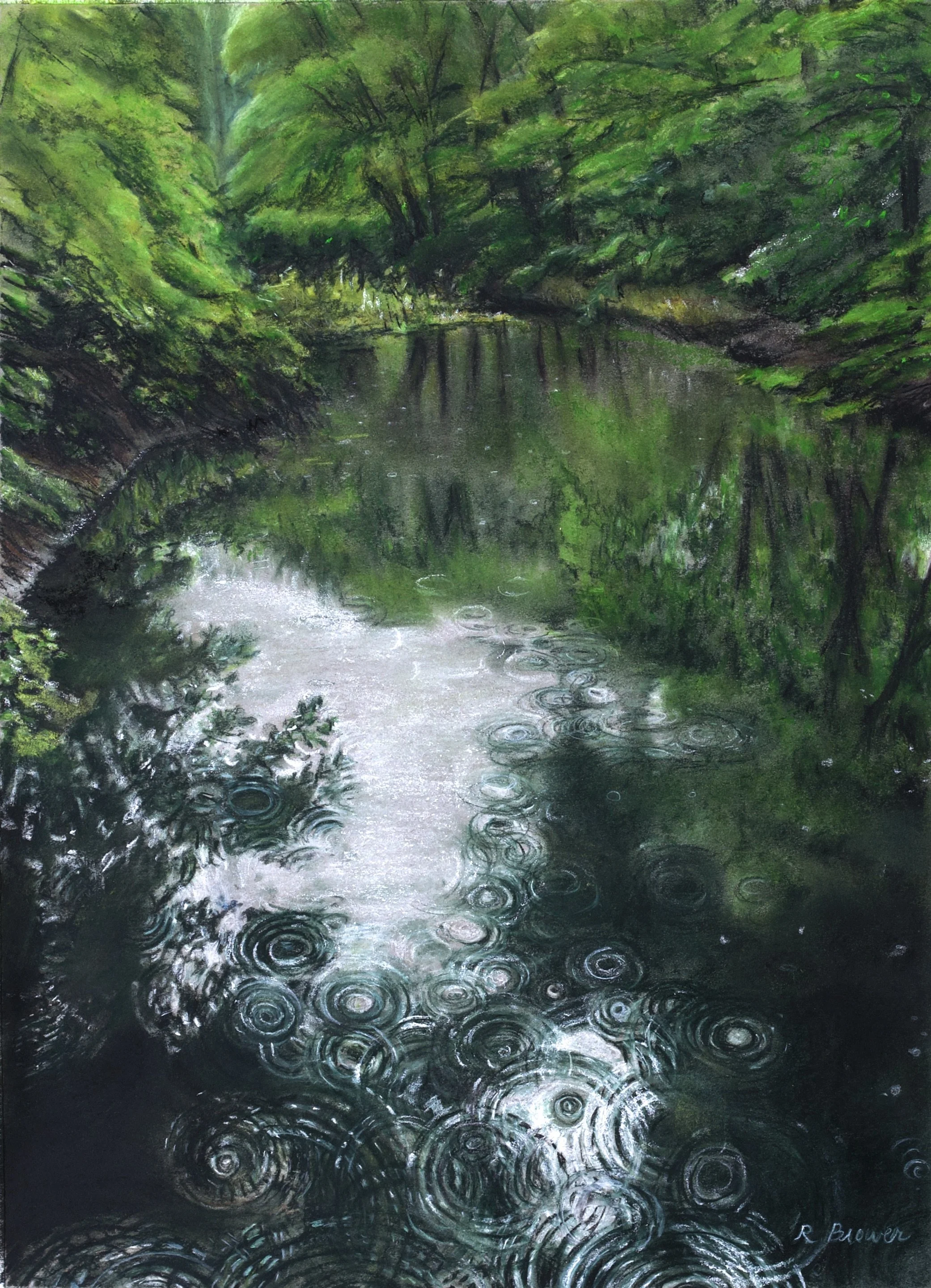 Creek Rain 2, 2026, Chalk Pastel, 24" x 18"