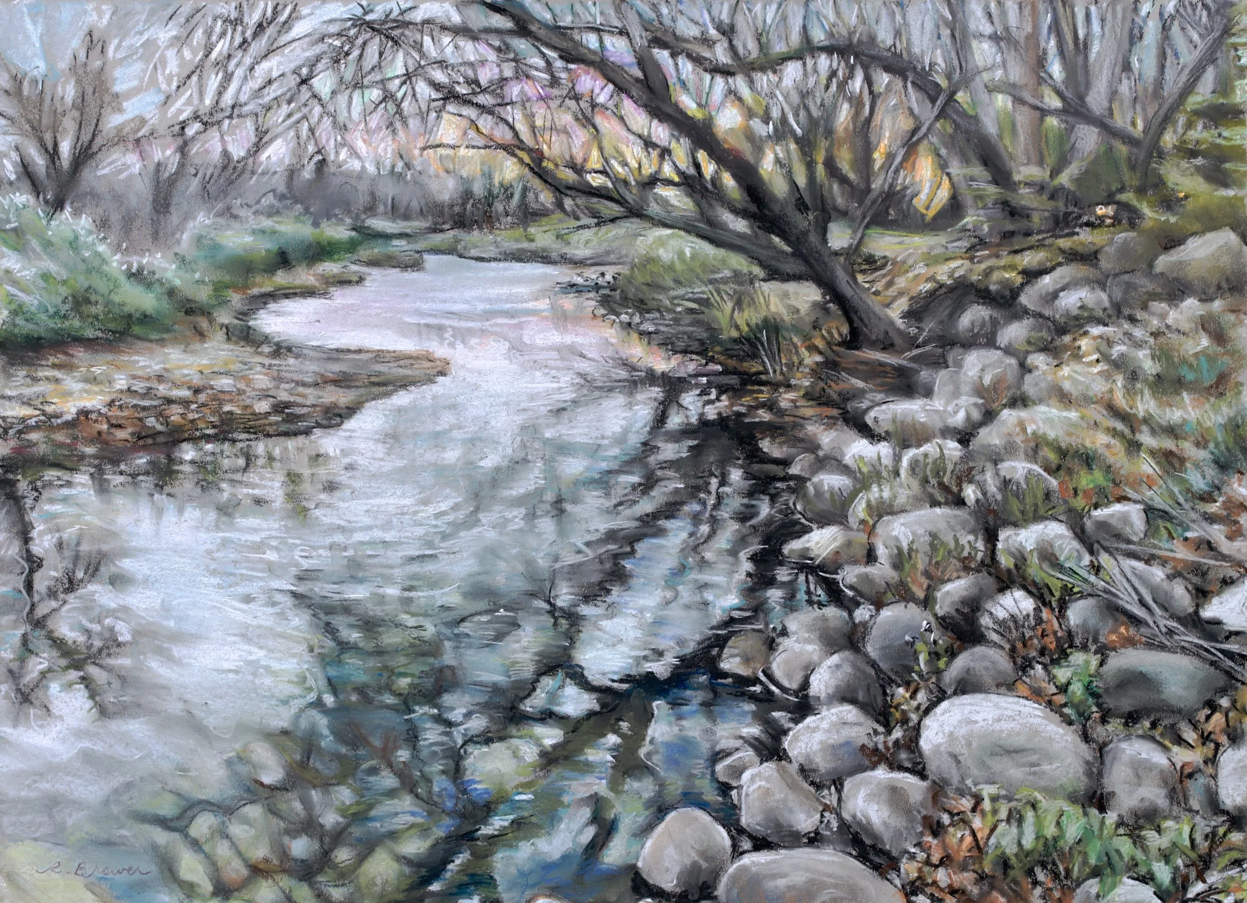 November Creek, 2025, Chalk Pastel, 18" x 24"