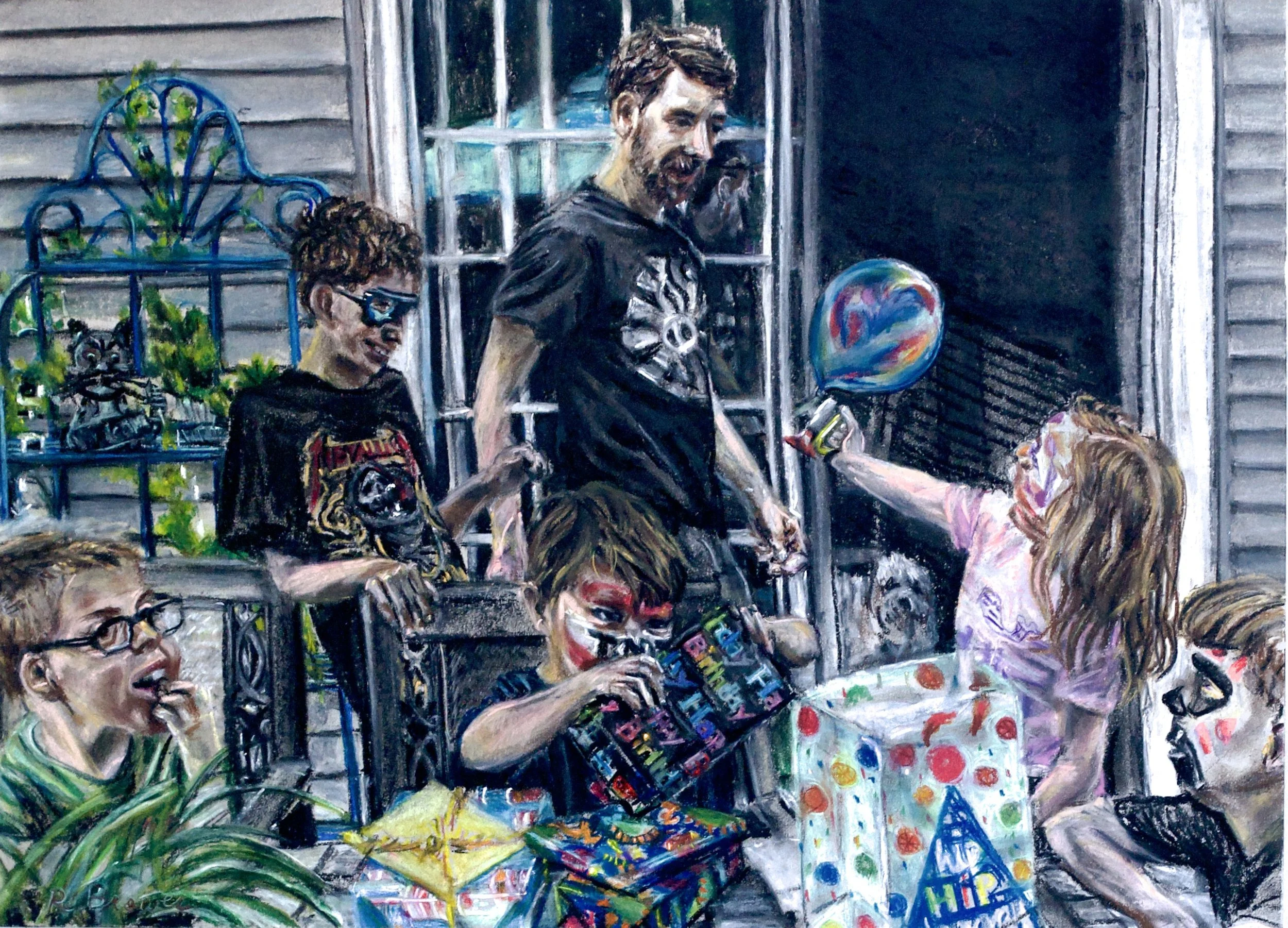 Birthday Face Paint, 2025, Chalk Pastels, 18” x 24”