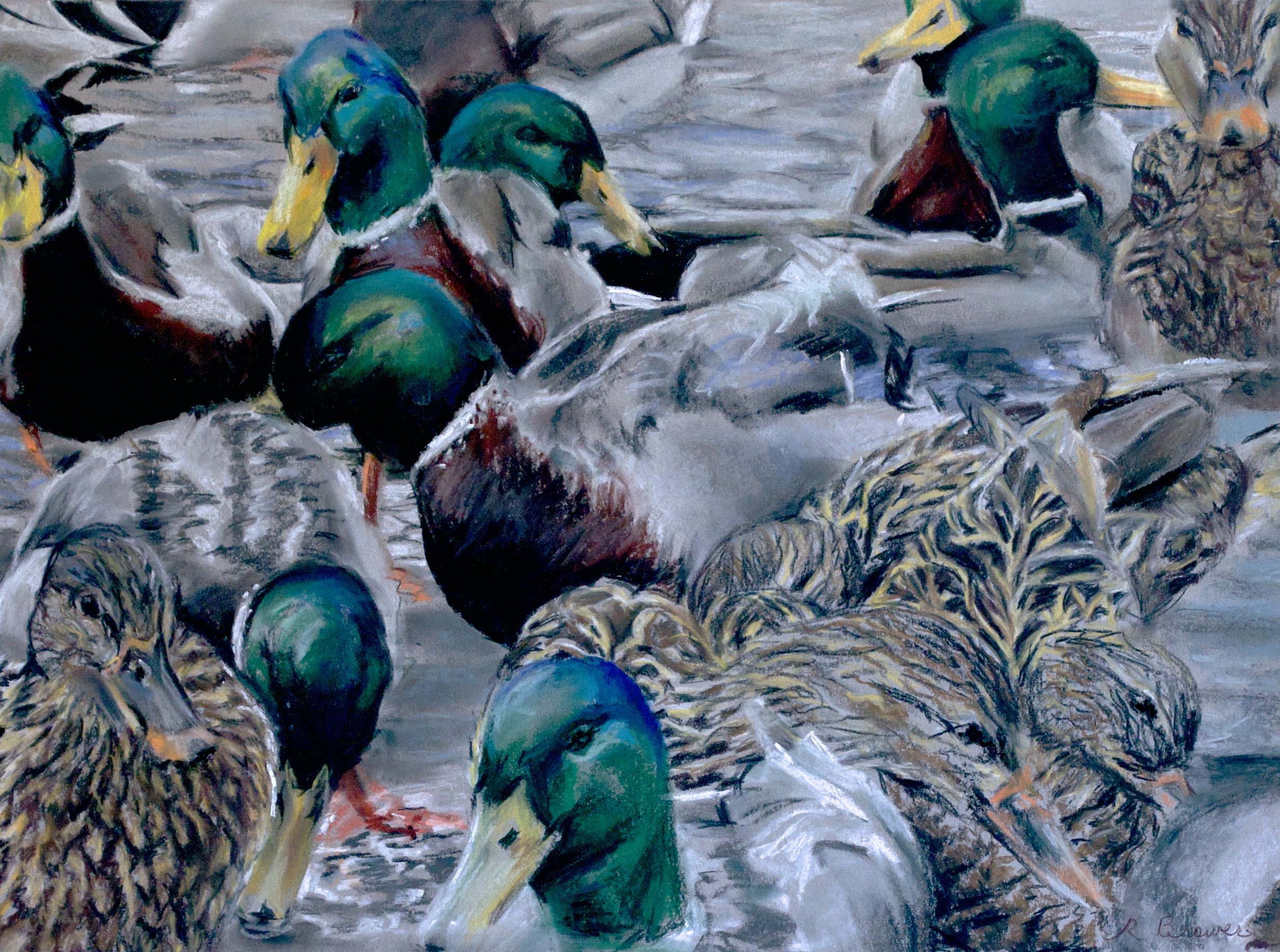 Ducking Ducks, 2024, Chalk Pastels, 18” x 24”