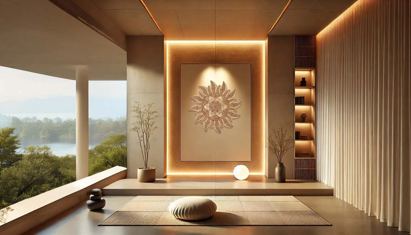 Sol Mandala Macacauba Mimosa in room