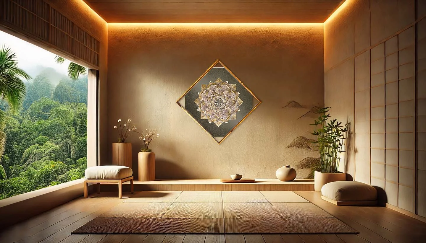 Crystalline Mandala Canarywood in room
