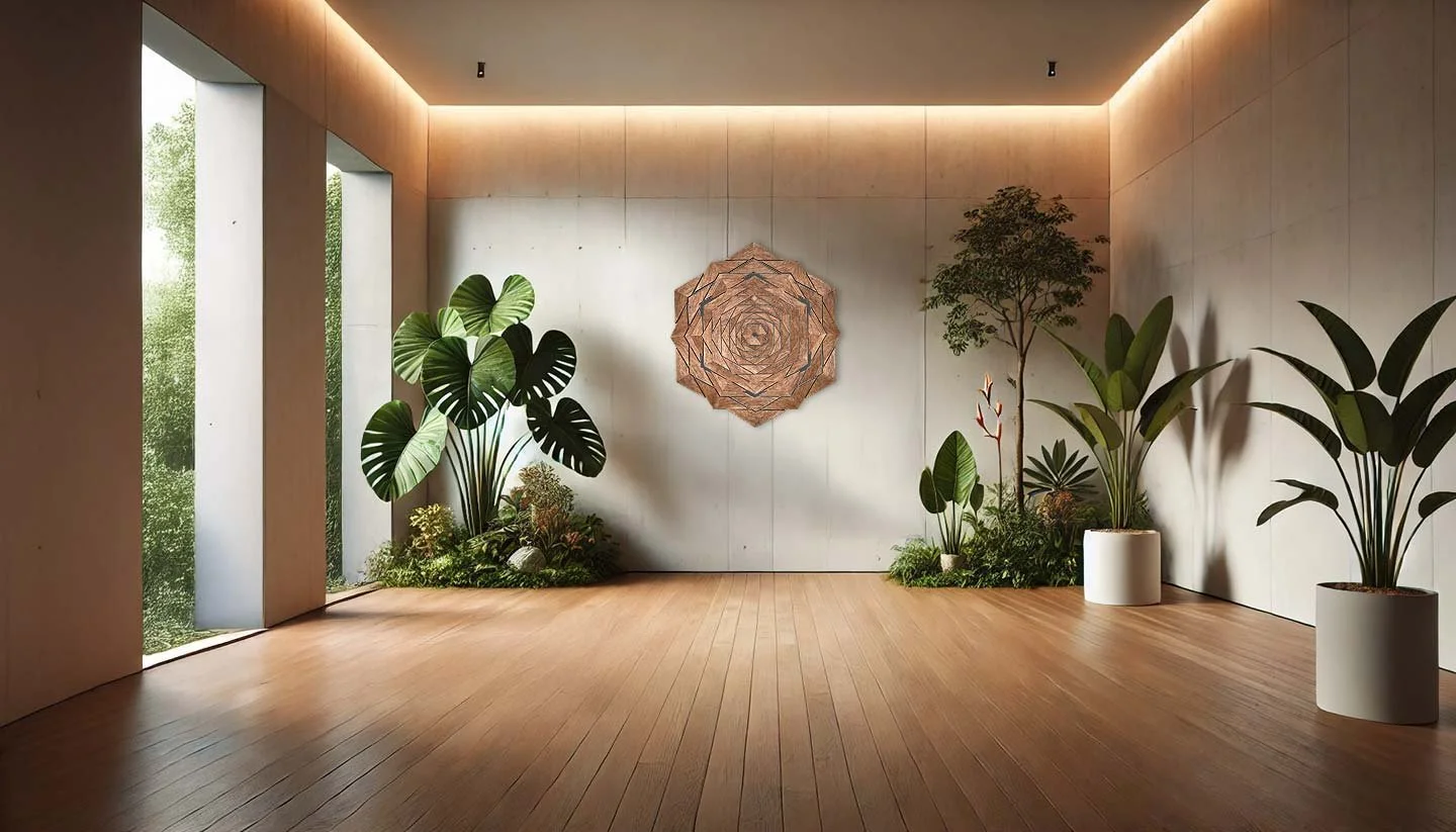 Infinite Hex Mandala Mahogany in room