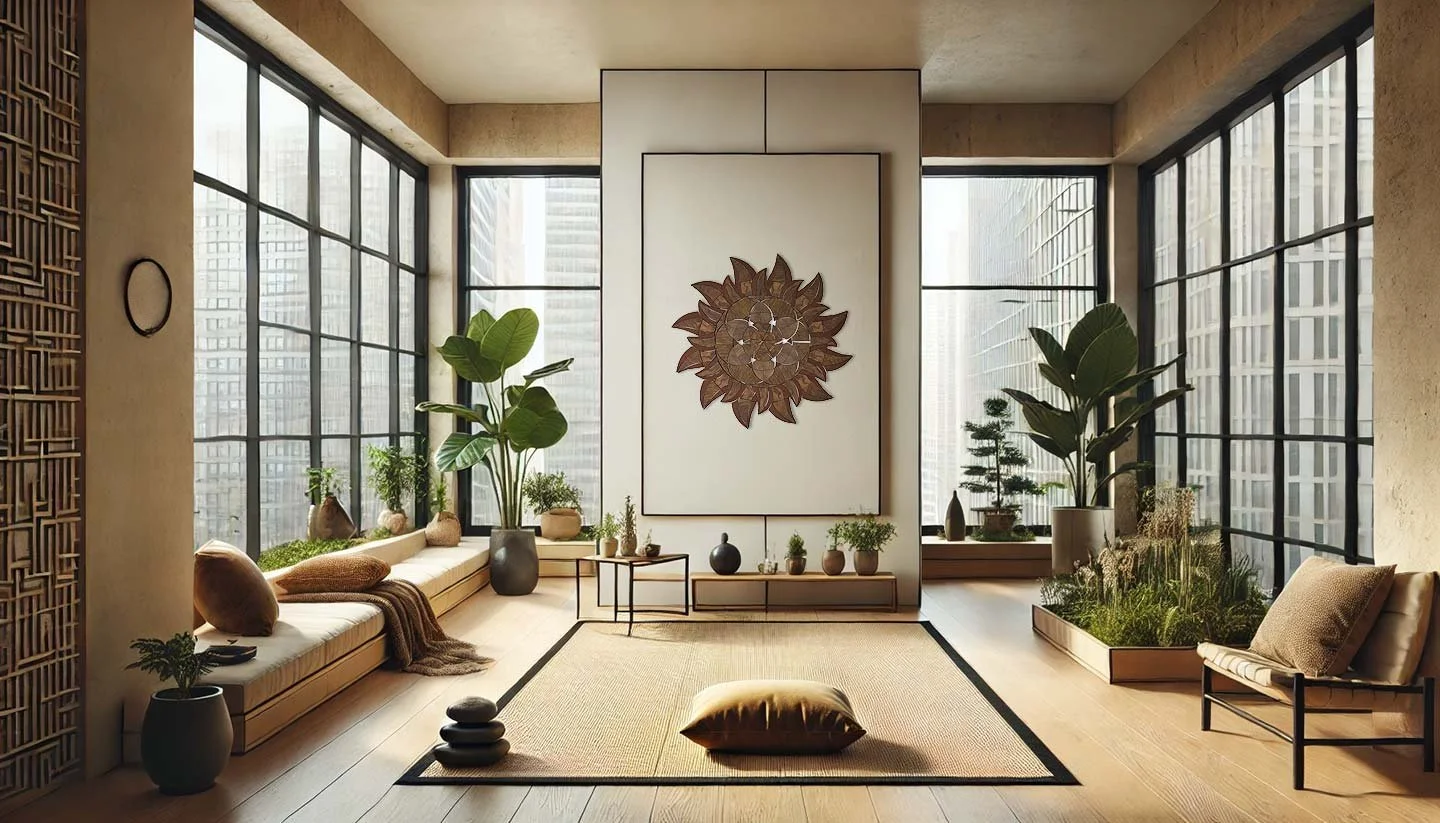 Sol Mandala Jatoba Walnut in room