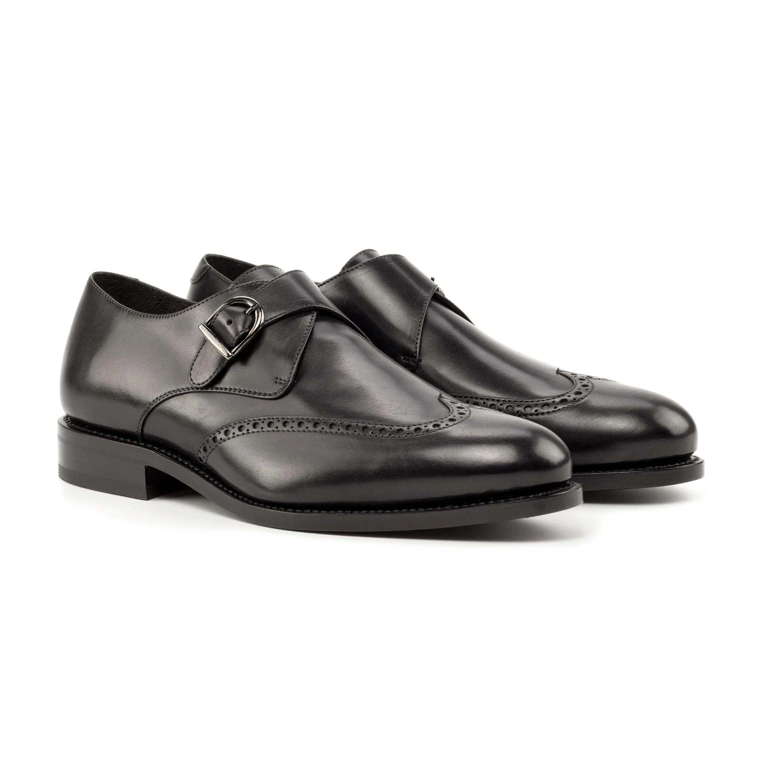 STEWART BLACK LEATHER SINGLE MONK