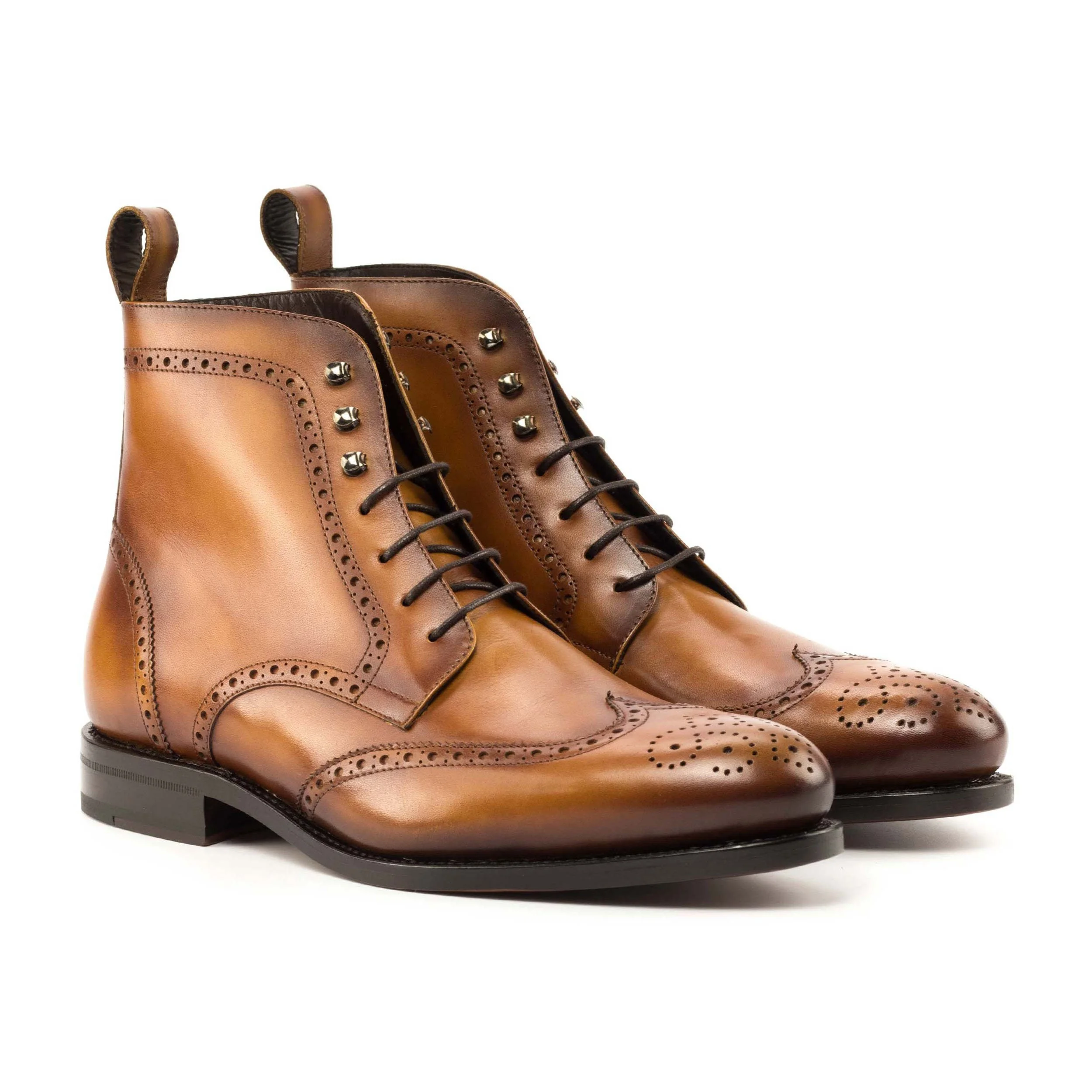 JERMAINE COGNAC LEATHER MILITARY BROGUE