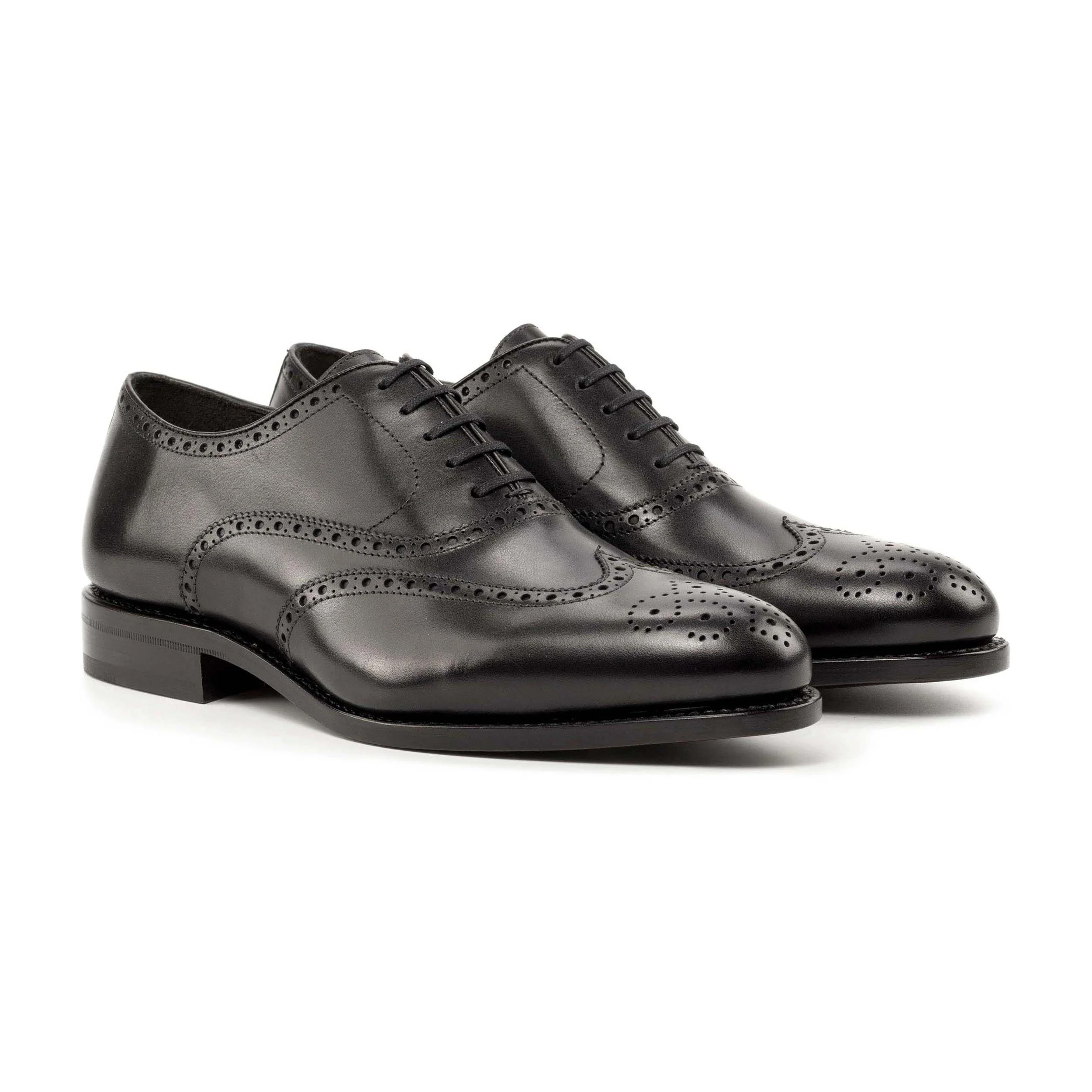 JONAS BLACK LEATHER WINGTIP BLUCHER
